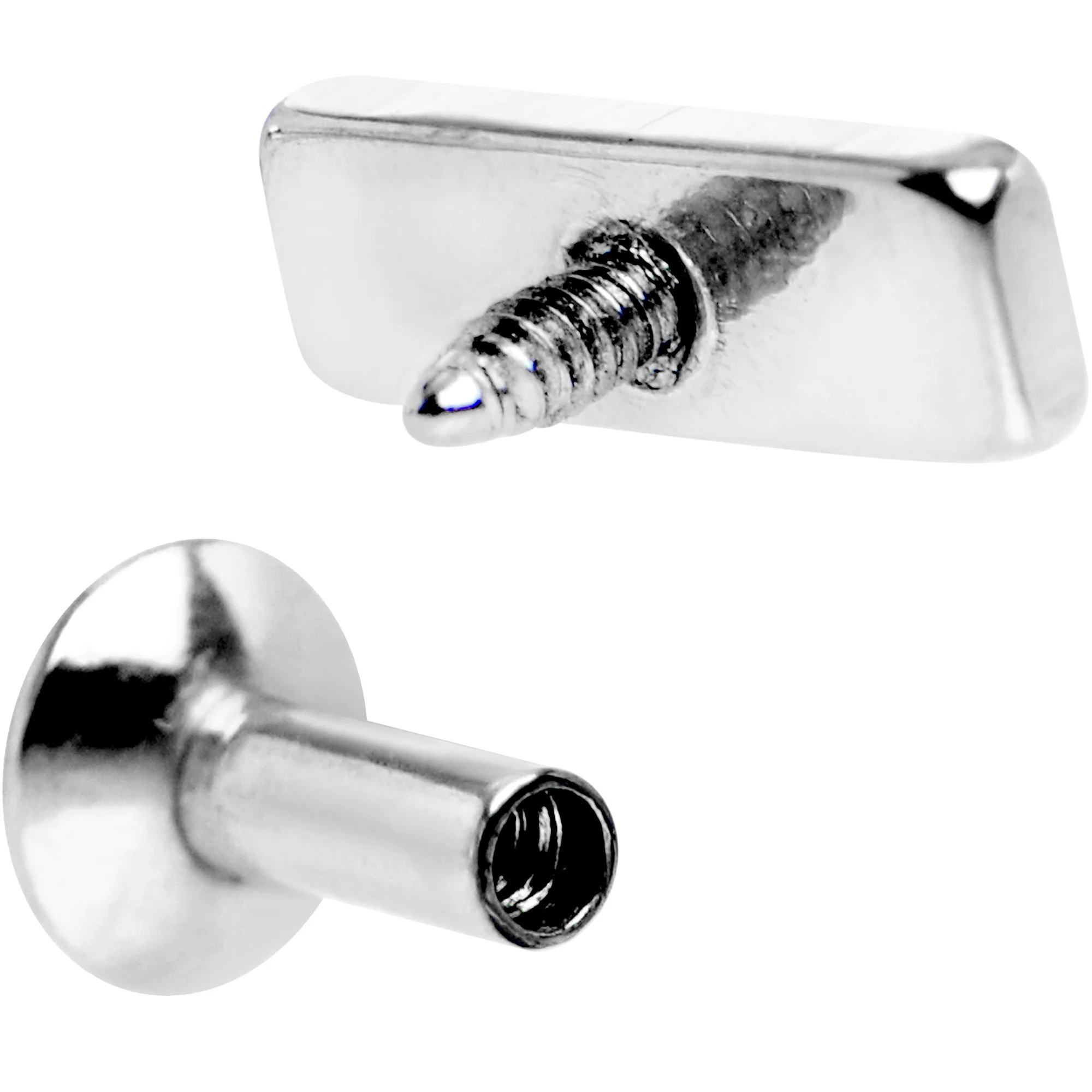 3/16 6mm Steel Rectangle Internal Thread Daith Cartilage Tragus - Image 4