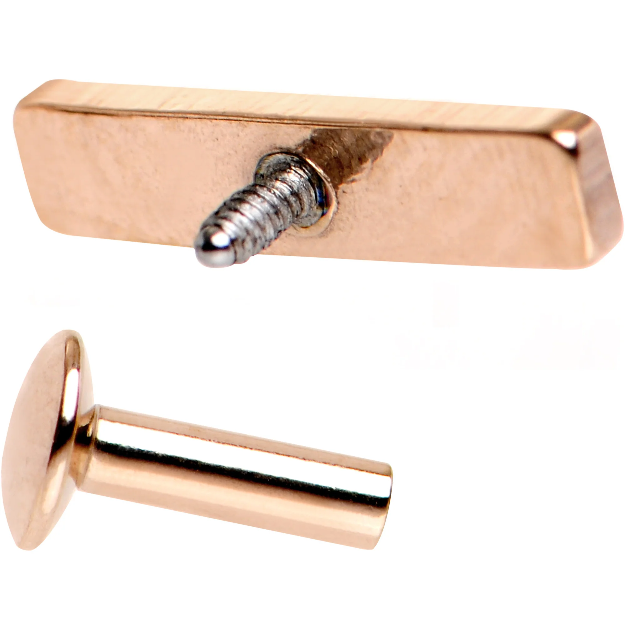 3/16 9mm Rose Gold IP Steel Rectangle Internal Thread Daith Cartilage Tragus - Image 4