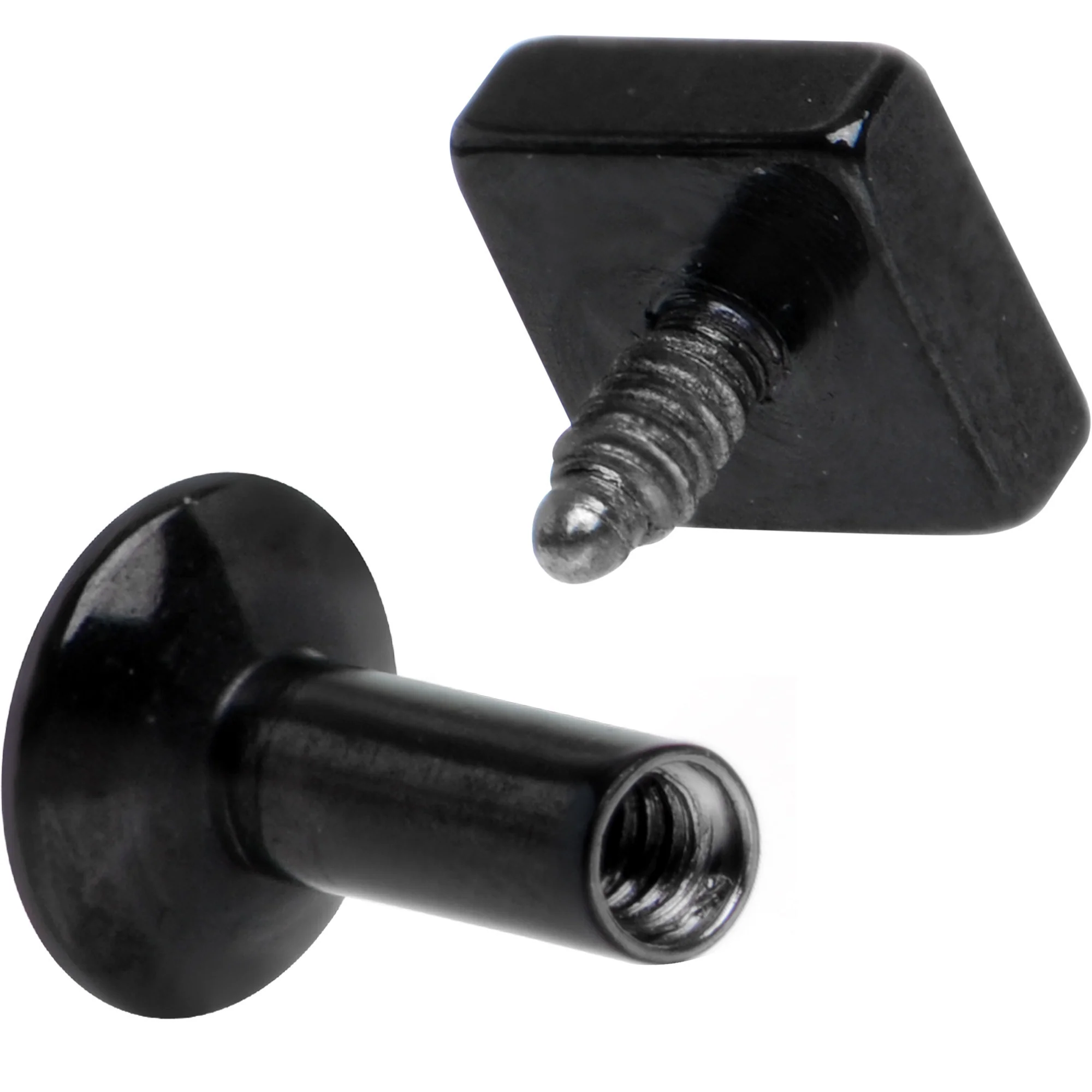 3/16 Black IP Rhombus Internally Threaded Daith Cartilage Tragus - Image 4