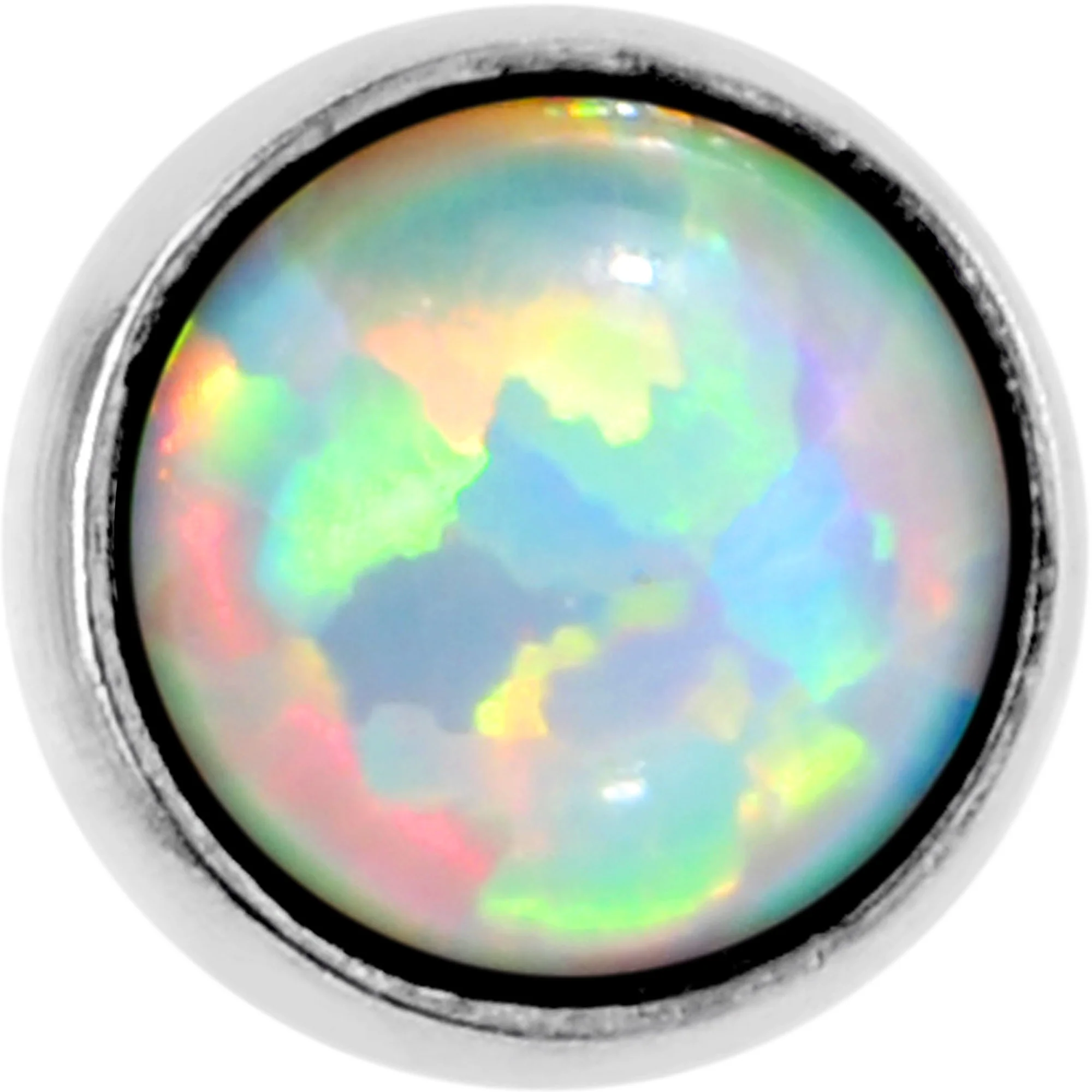 3/16 White Synthetic Opal Internally Threaded Daith Cartilage Tragus - Image 4