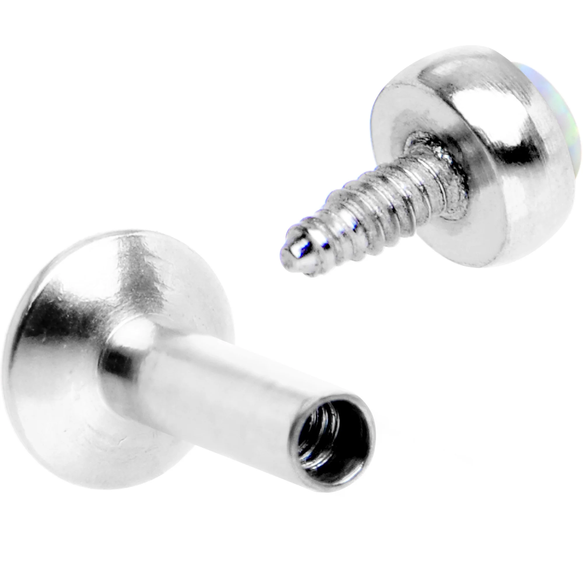 3/16 White Synthetic Opal Internally Threaded Daith Cartilage Tragus - Image 5