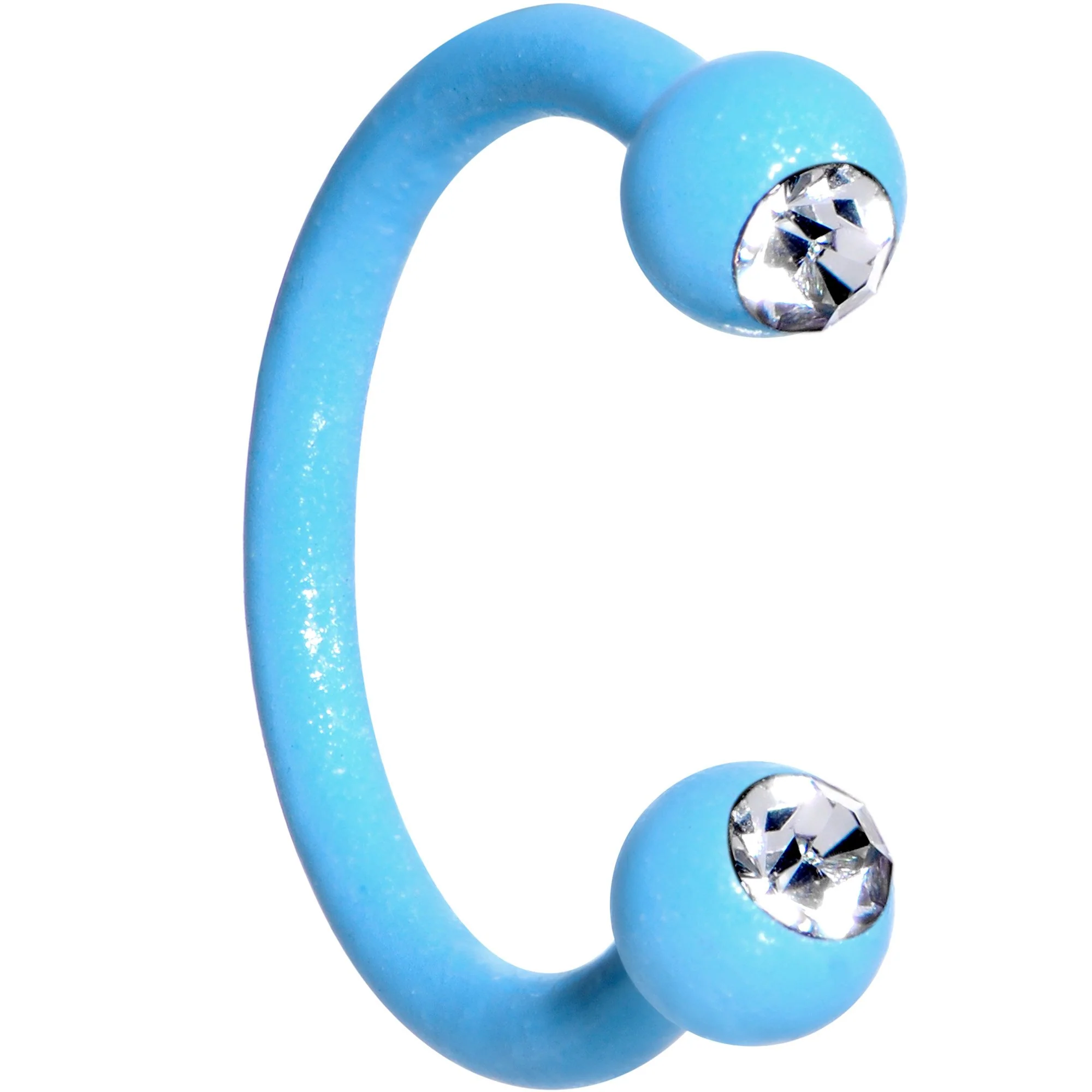 16G Clear Gem Blue Glow in the Dark Horseshoe Circular Barbell - Image 2