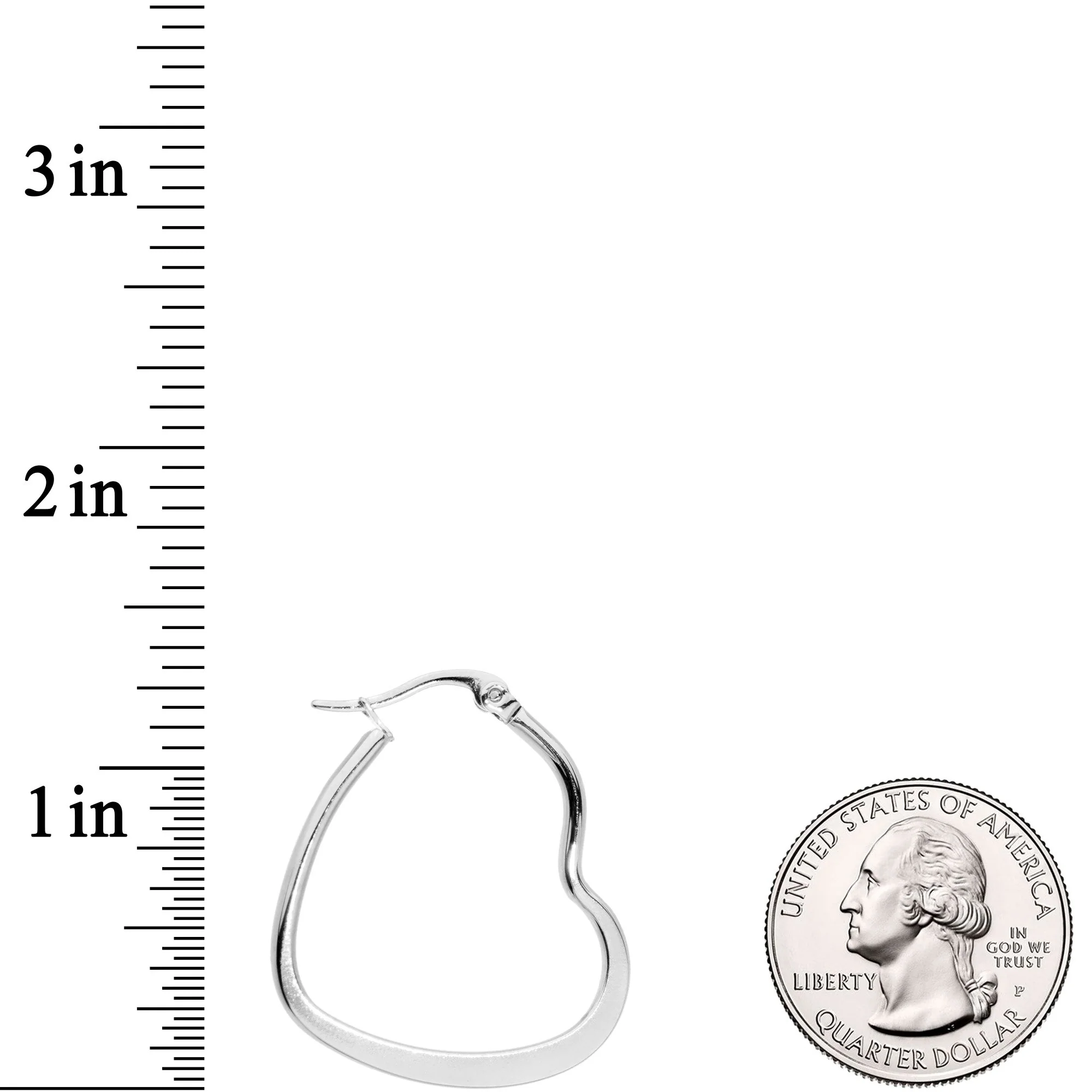 30mm Stainless Steel Heart Hoop Earrings - Image 2