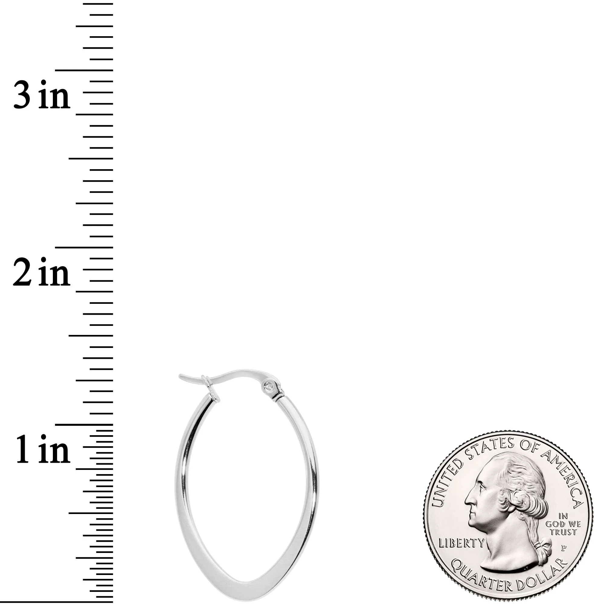 30mm Stainless Steel Oval Hoop Earrings - Image 2