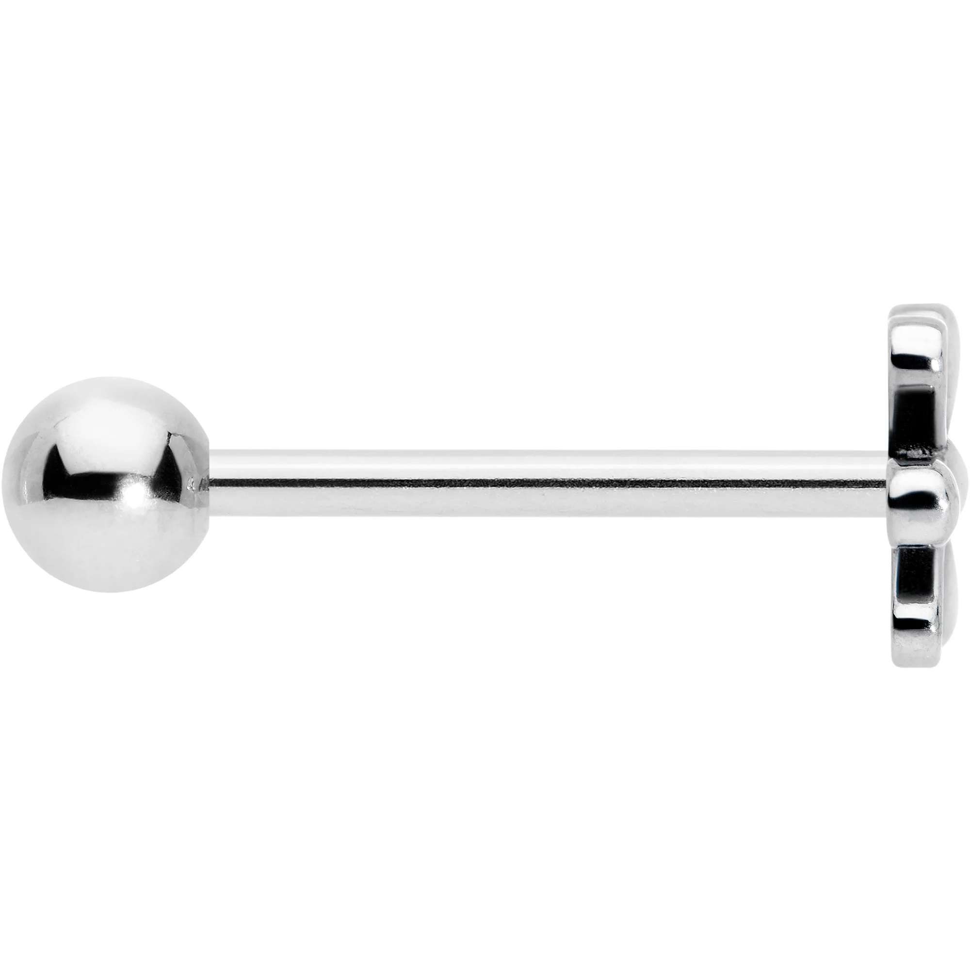 316L Surgical Steel Loopy Hippie Flower End Barbell Tongue Ring - Image 3