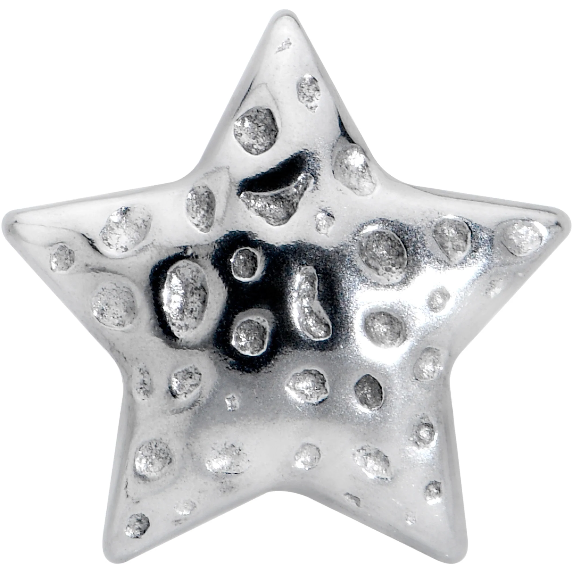 316L Surgical Steel Texture Star Barbell Tongue Ring - Image 2
