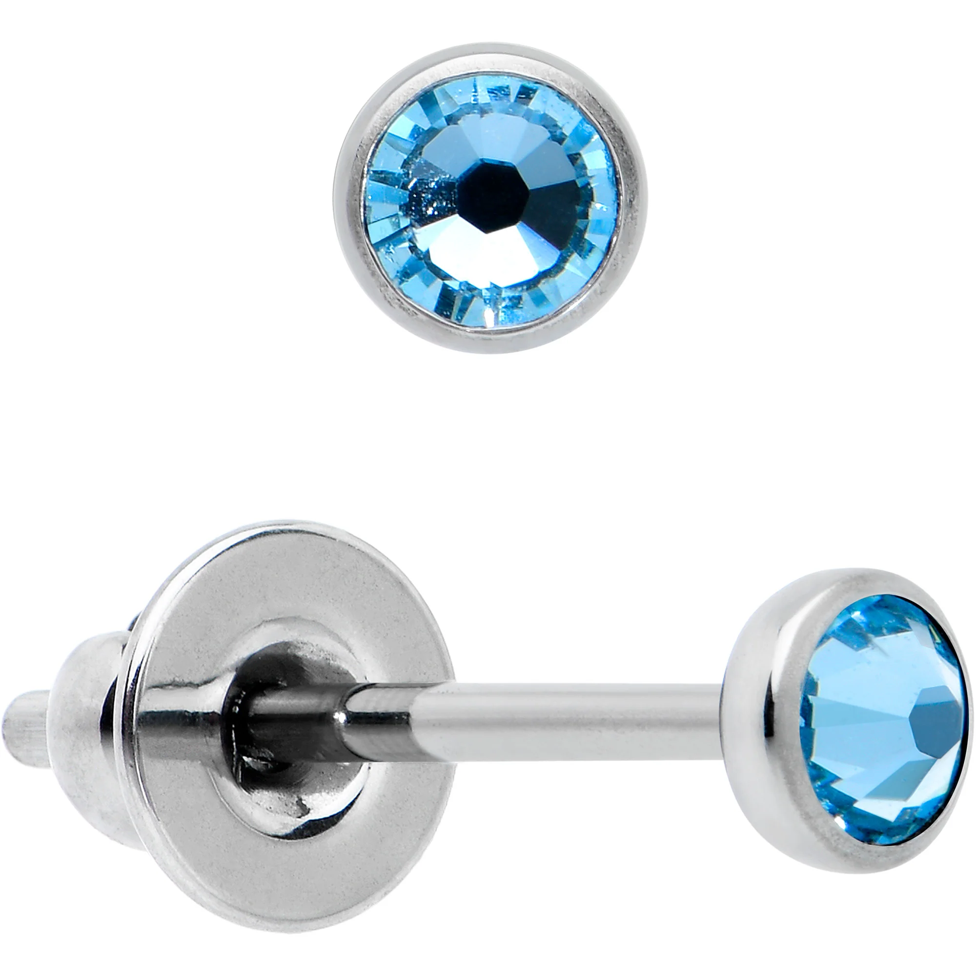 3mm Blue Crystal Implant Grade Titanium Stud Earrings - Image 2