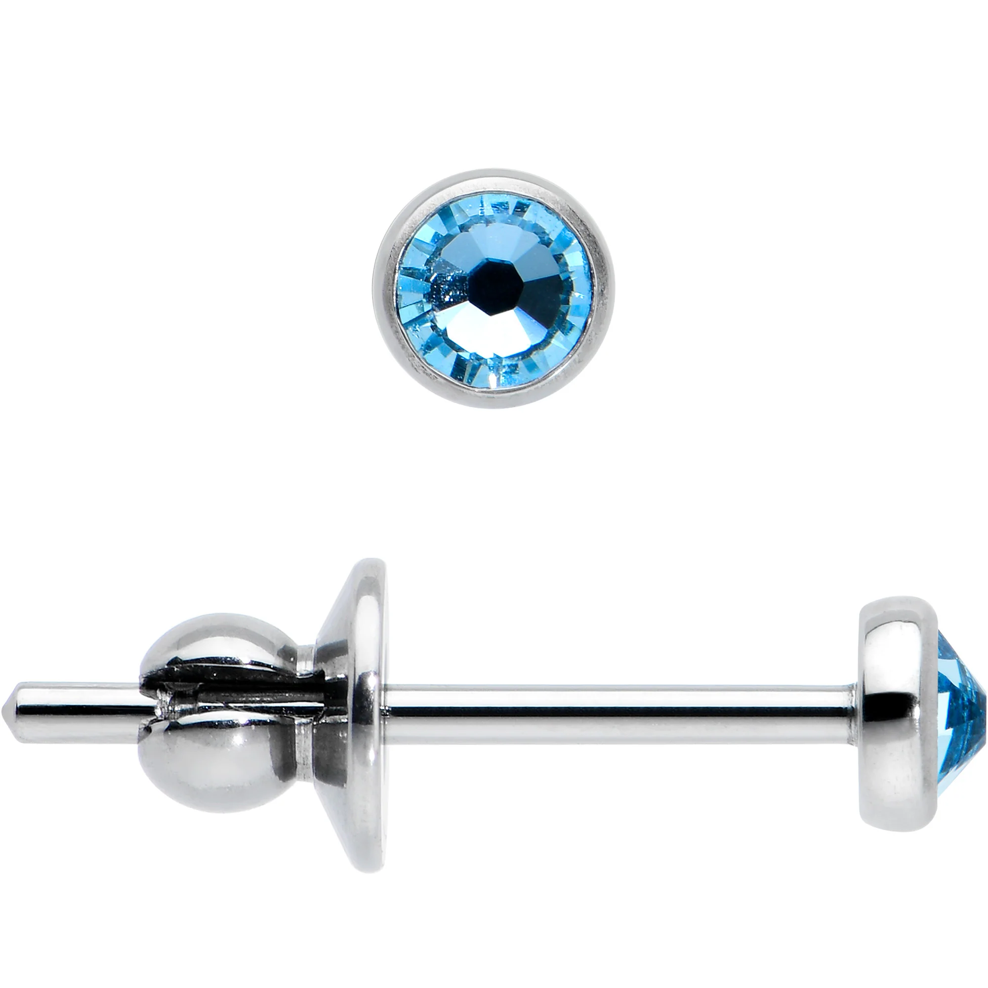 3mm Blue Crystal Implant Grade Titanium Stud Earrings - Image 3