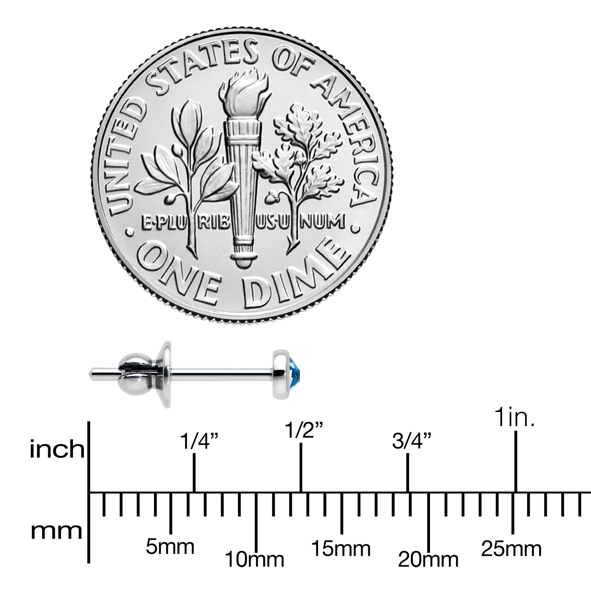 3mm Blue Crystal Implant Grade Titanium Stud Earrings - Image 4