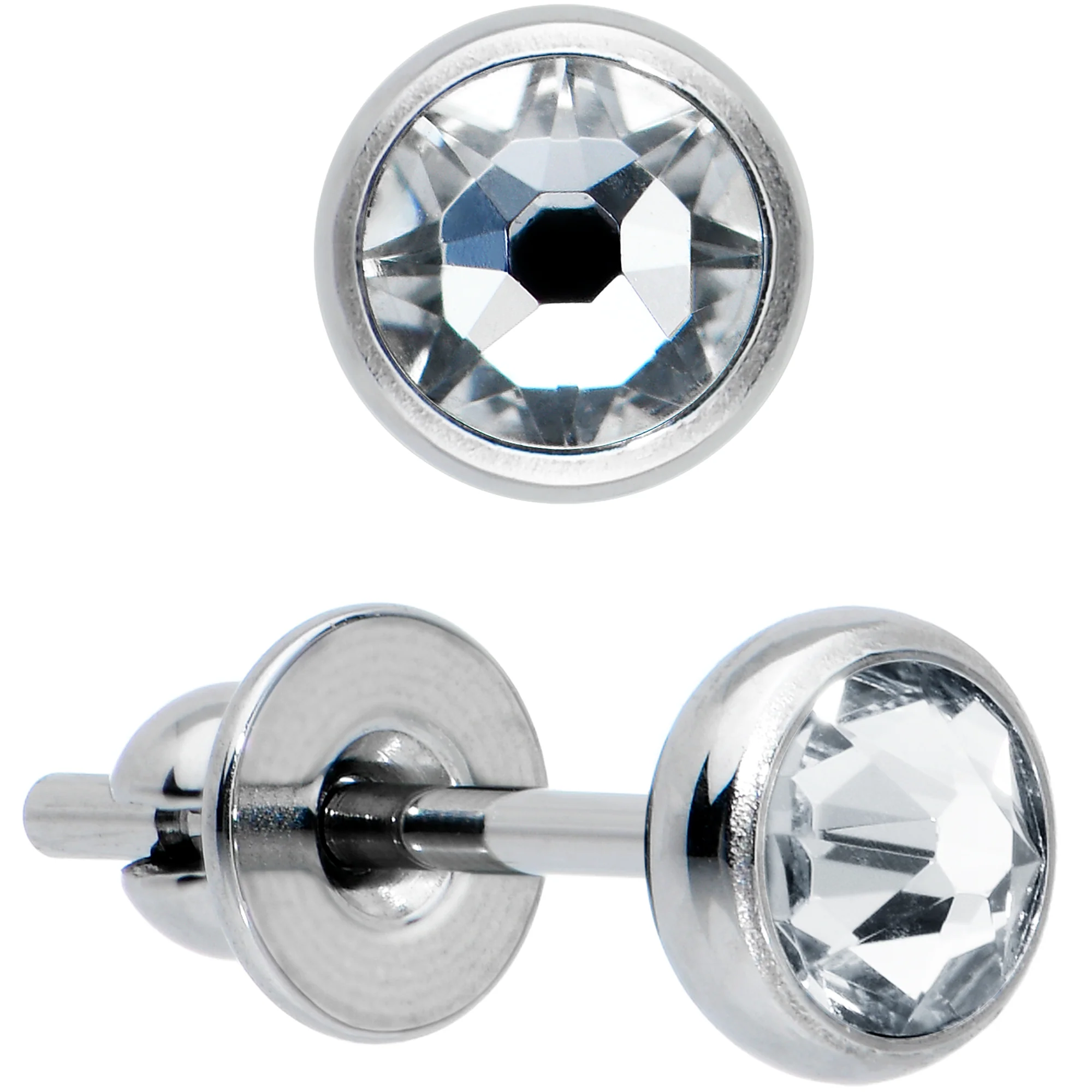 3mm Clear Crystal Implant Grade Titanium Stud Earrings - Image 2