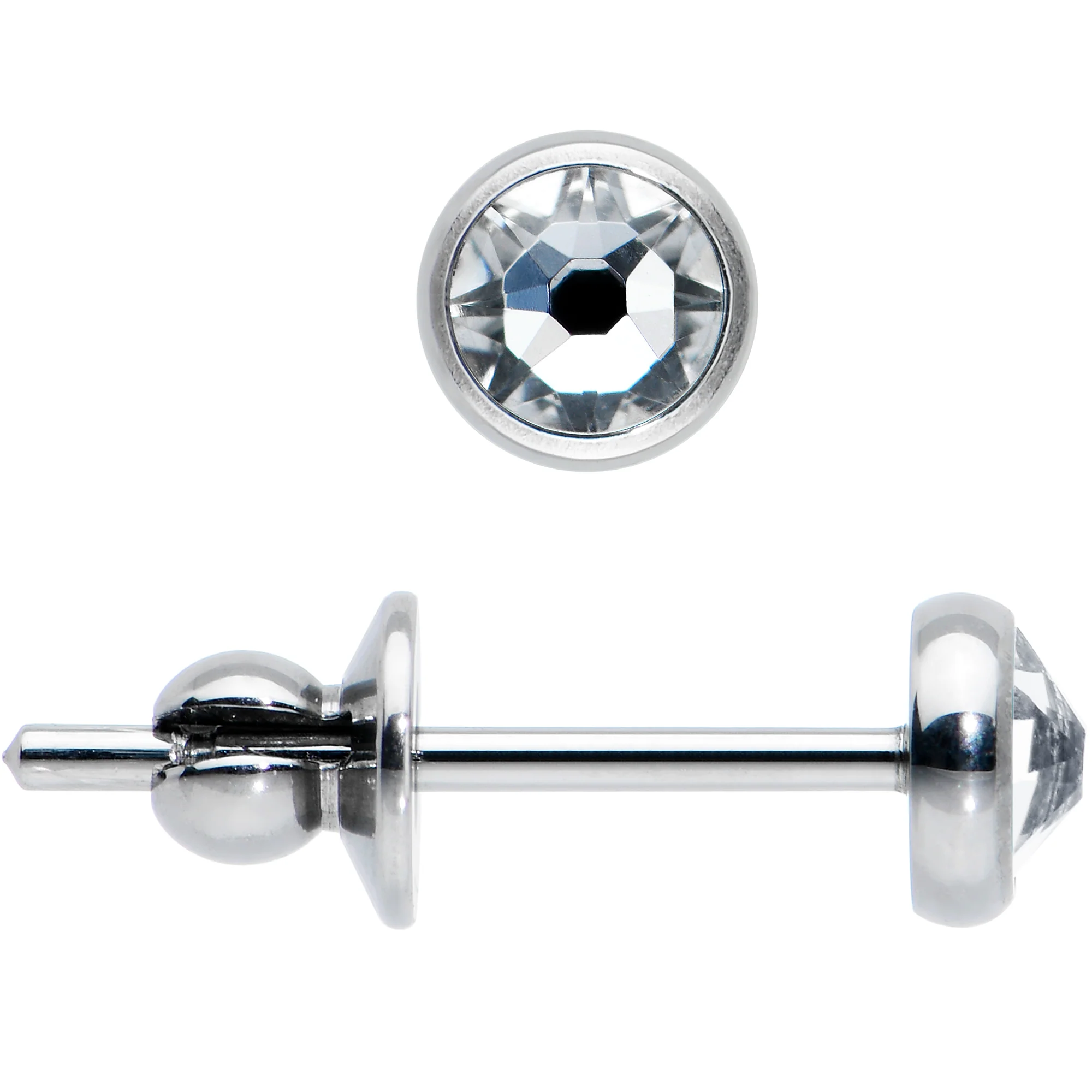3mm Clear Crystal Implant Grade Titanium Stud Earrings - Image 3