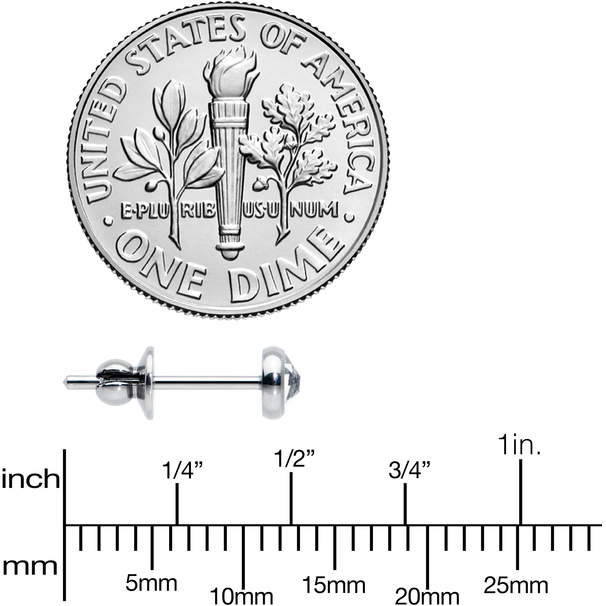 3mm Clear Crystal Implant Grade Titanium Stud Earrings - Image 4