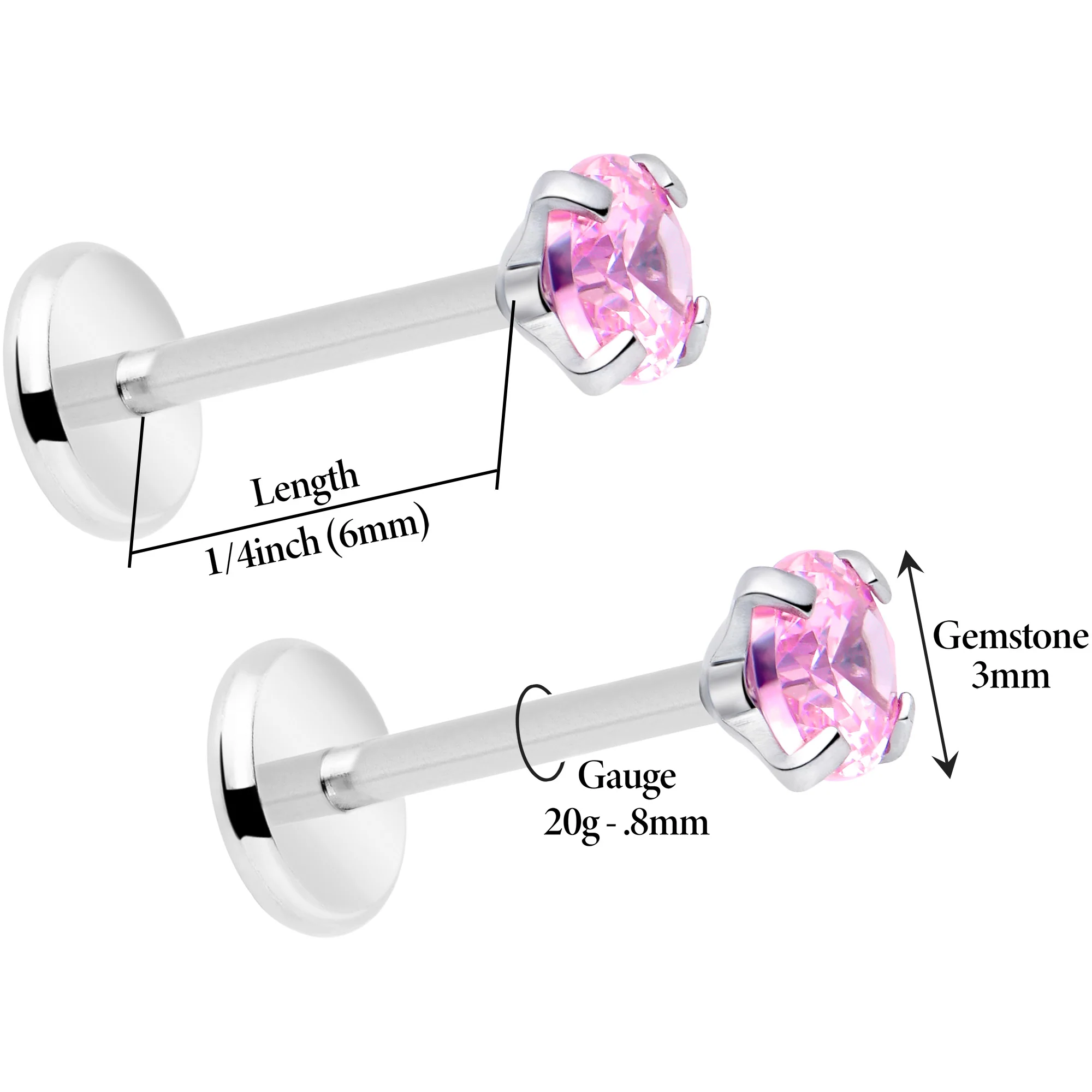 3mm CZ Gem Round Flat Back Stud Earrings - 1 Pair - Image 5