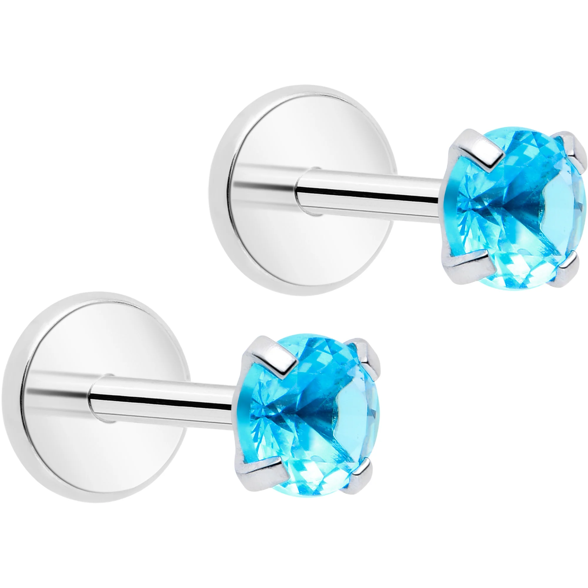3mm CZ Gem Round Flat Back Stud Earrings - 1 Pair - Image 8