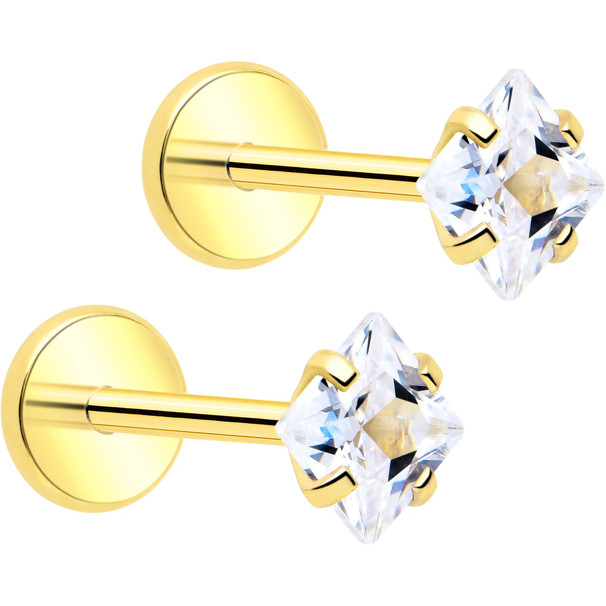 3mm CZ Gem Square Flat Back Stud Earrings - 1 Pair - Image 11