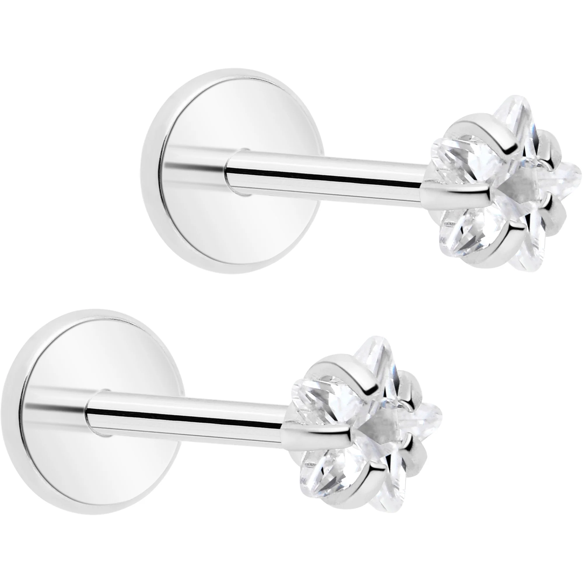 3mm CZ Star Flat Back Stud Earrings - 1 Pair - Image 9