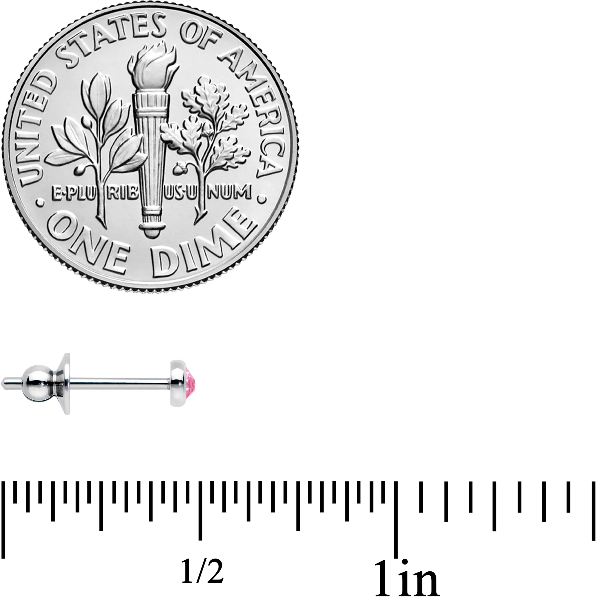 3mm Pink Gem Bezel G23 Titanium Post Stud Earrings - Image 4