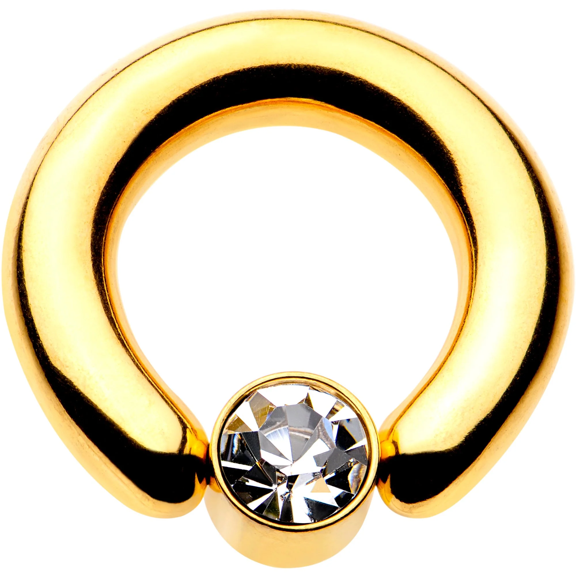 4G 9/16 Clear Gem 7mm Disc Gold IP BCR Captive Ring