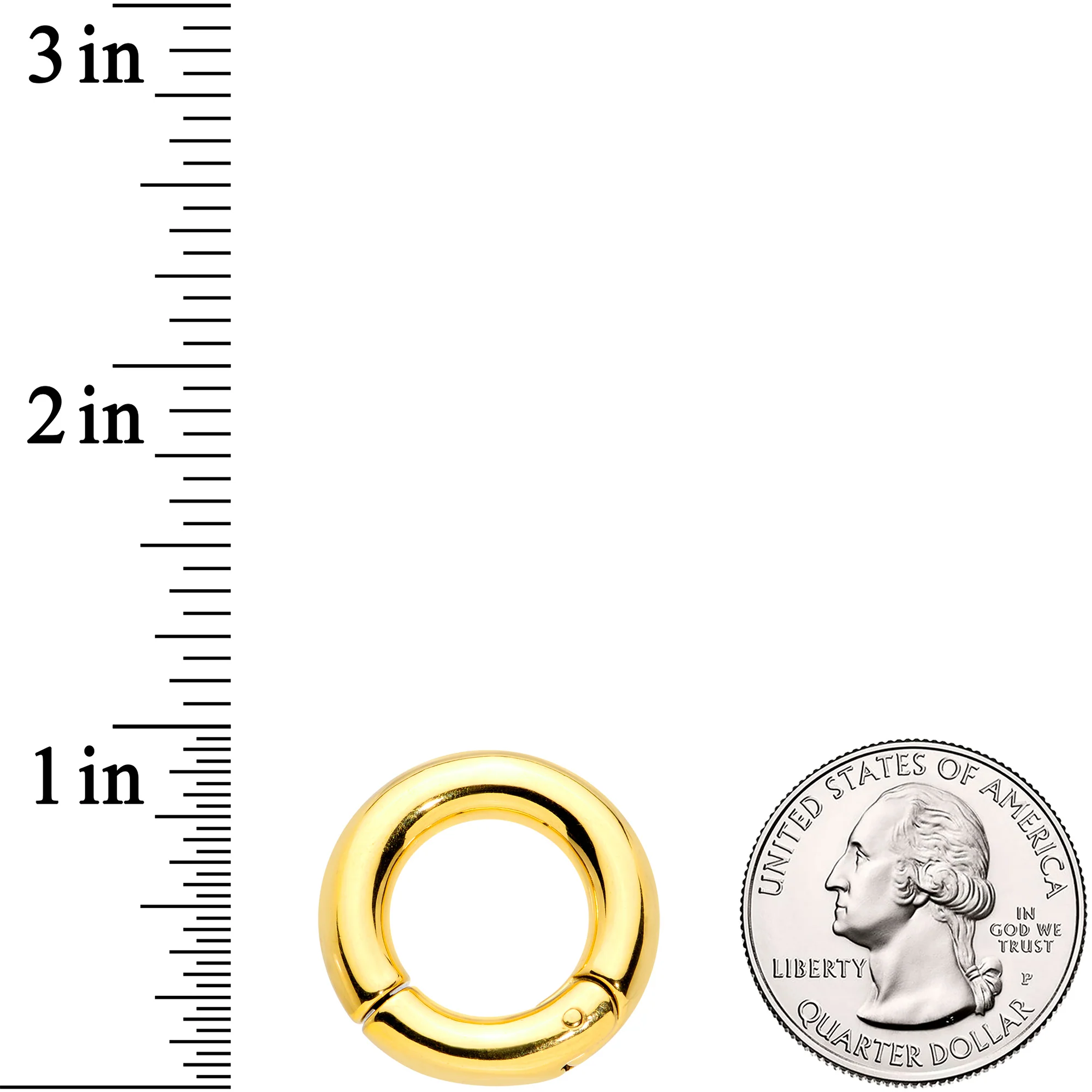 4G 9/16 Gold Tone PVD Steel Hinged Segment Ring - Image 3