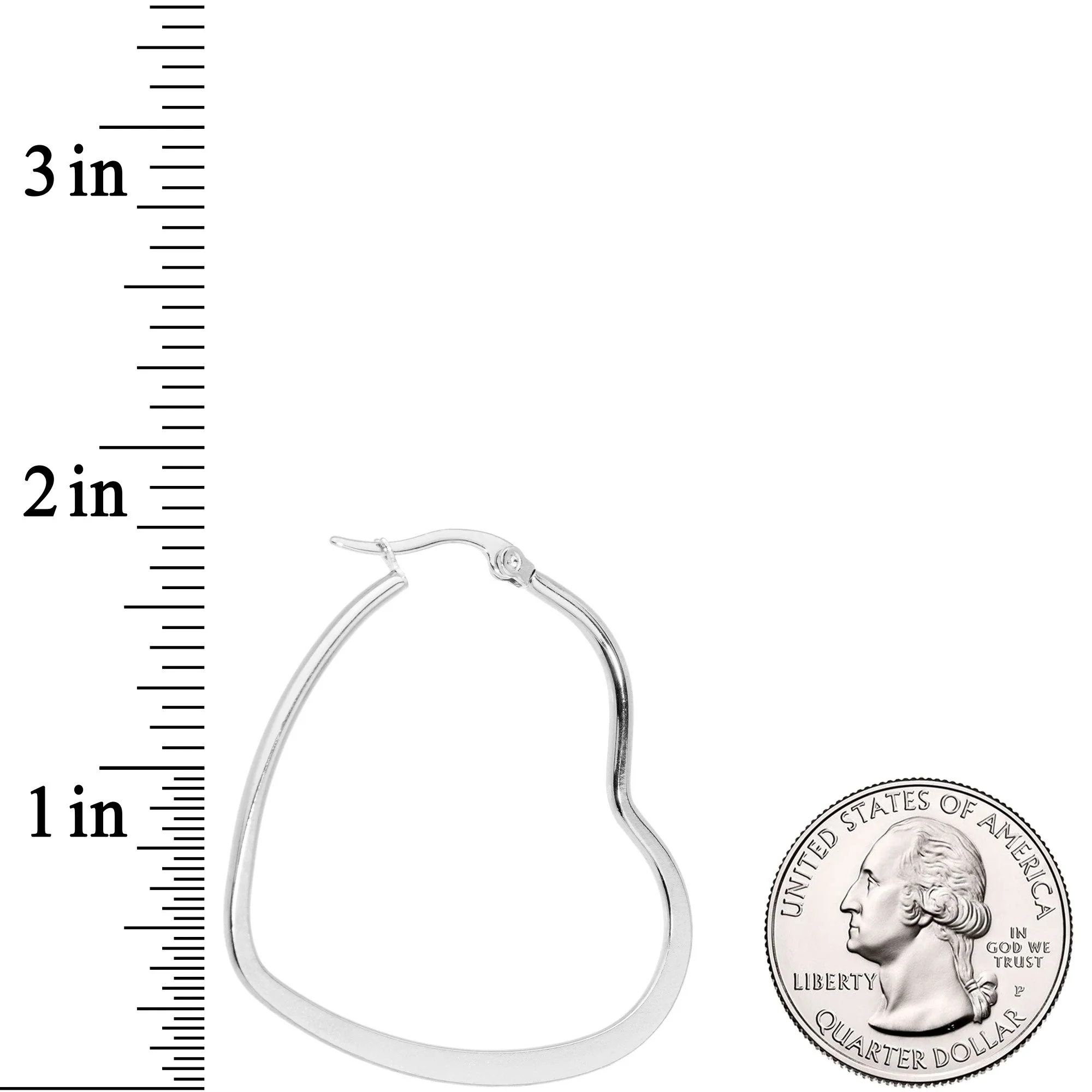 40mm Stainless Steel Heart Hoop Earrings - Image 3