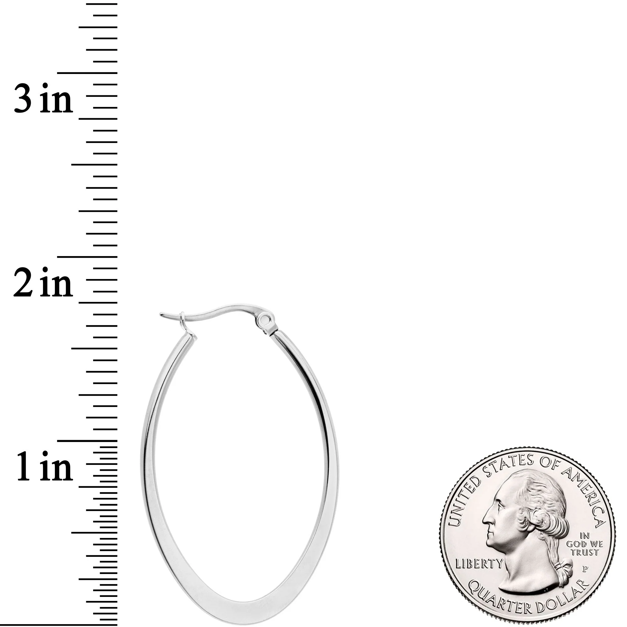 40mm Stainless Steel Oval Hoop Earrings - Image 2