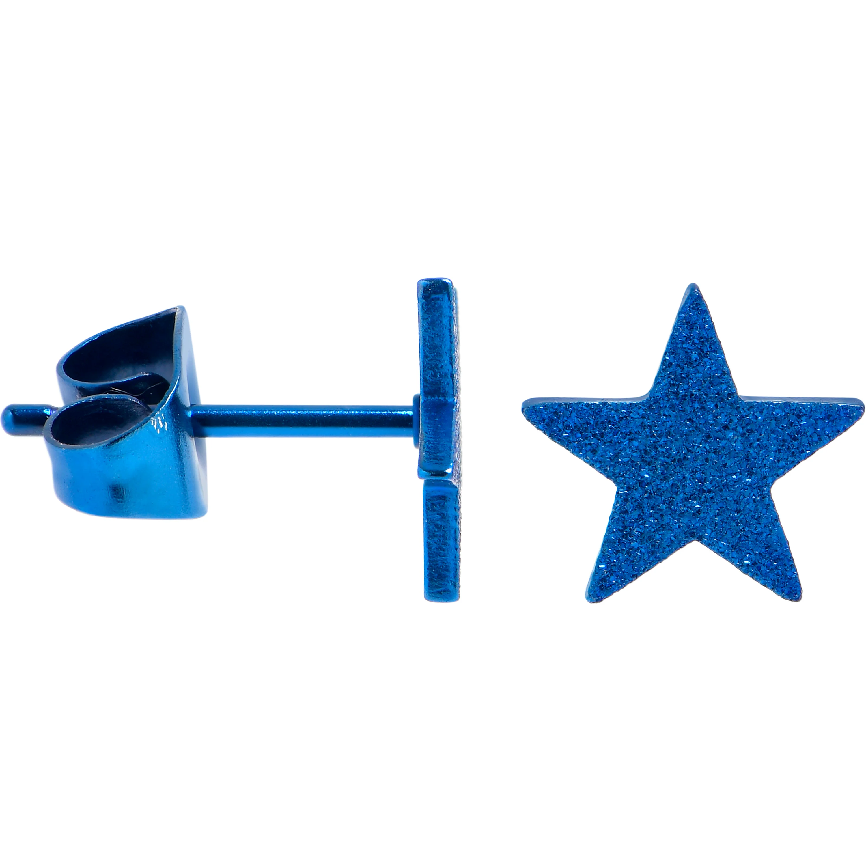 4mm-8mm Stars Stud Blue 316L Stainless Steel Earrings 6 Pack - Image 2