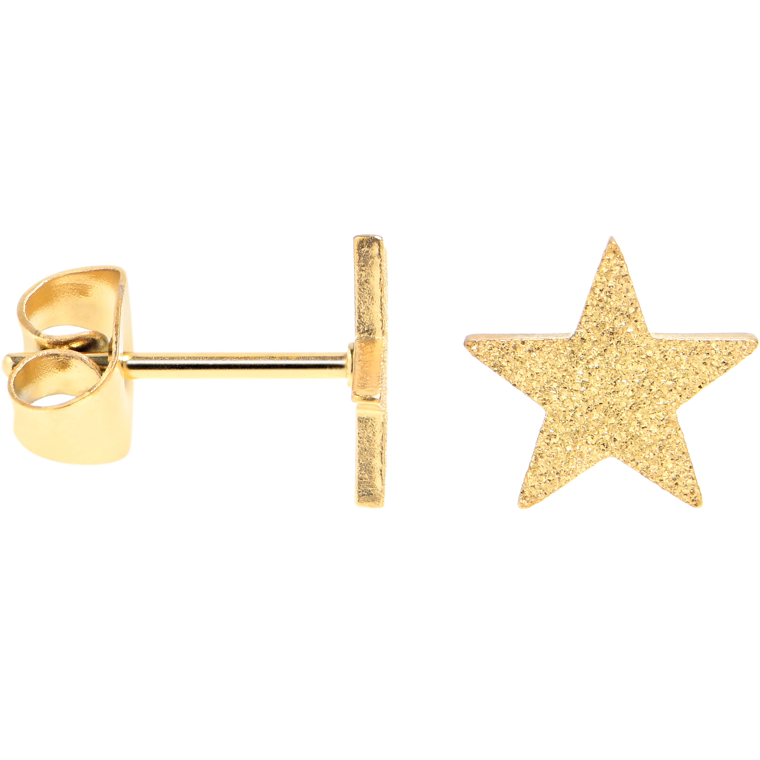 4mm-8mm Stars Stud Gold Tone 316L Stainless Steel Earrings 6 Pack - Image 2