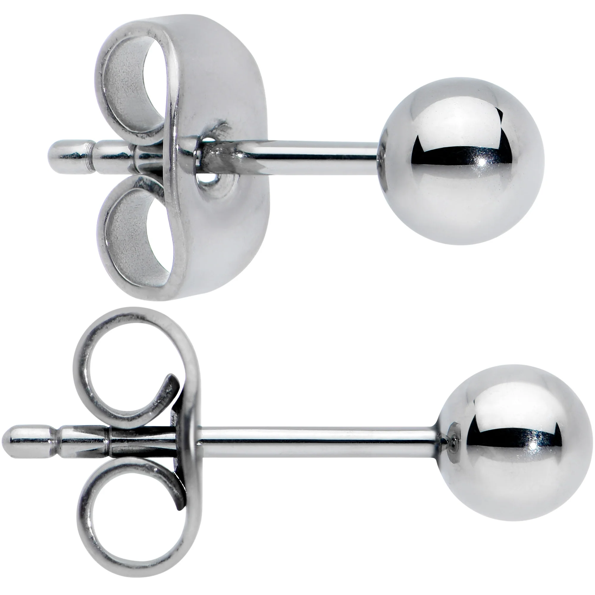 20G 4mm Ball End Grade 23 Titanium Post Stud Earrings - Image 2