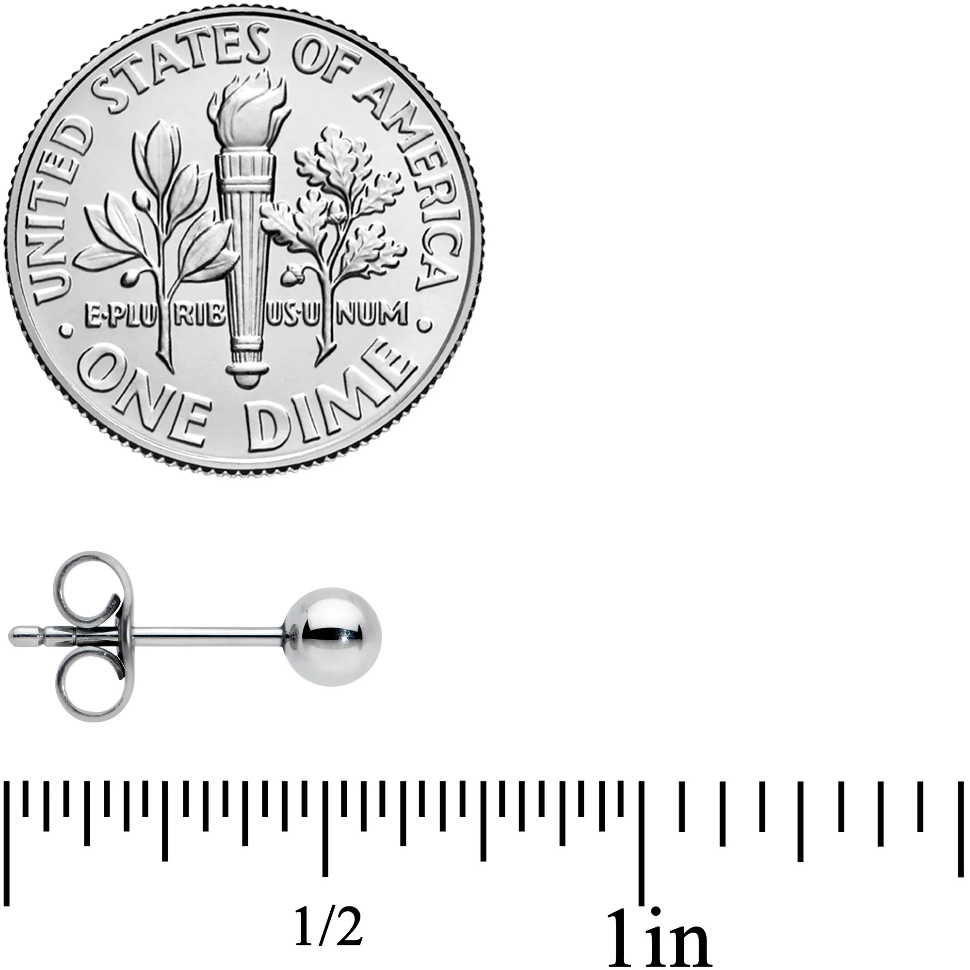 20G 4mm Ball End Grade 23 Titanium Post Stud Earrings - Image 3