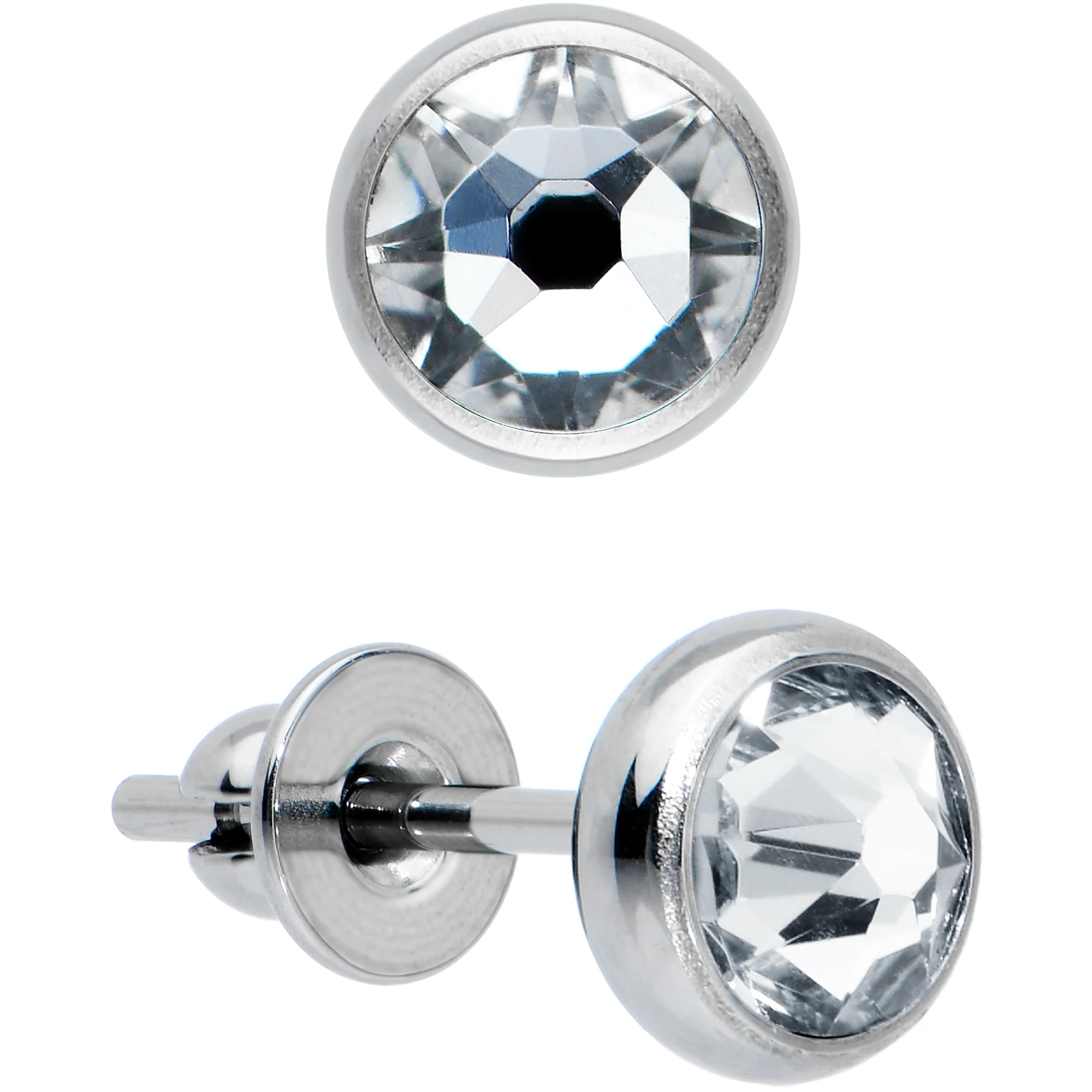 4mm Clear Crystal Implant Grade Titanium Stud Earrings - Image 2