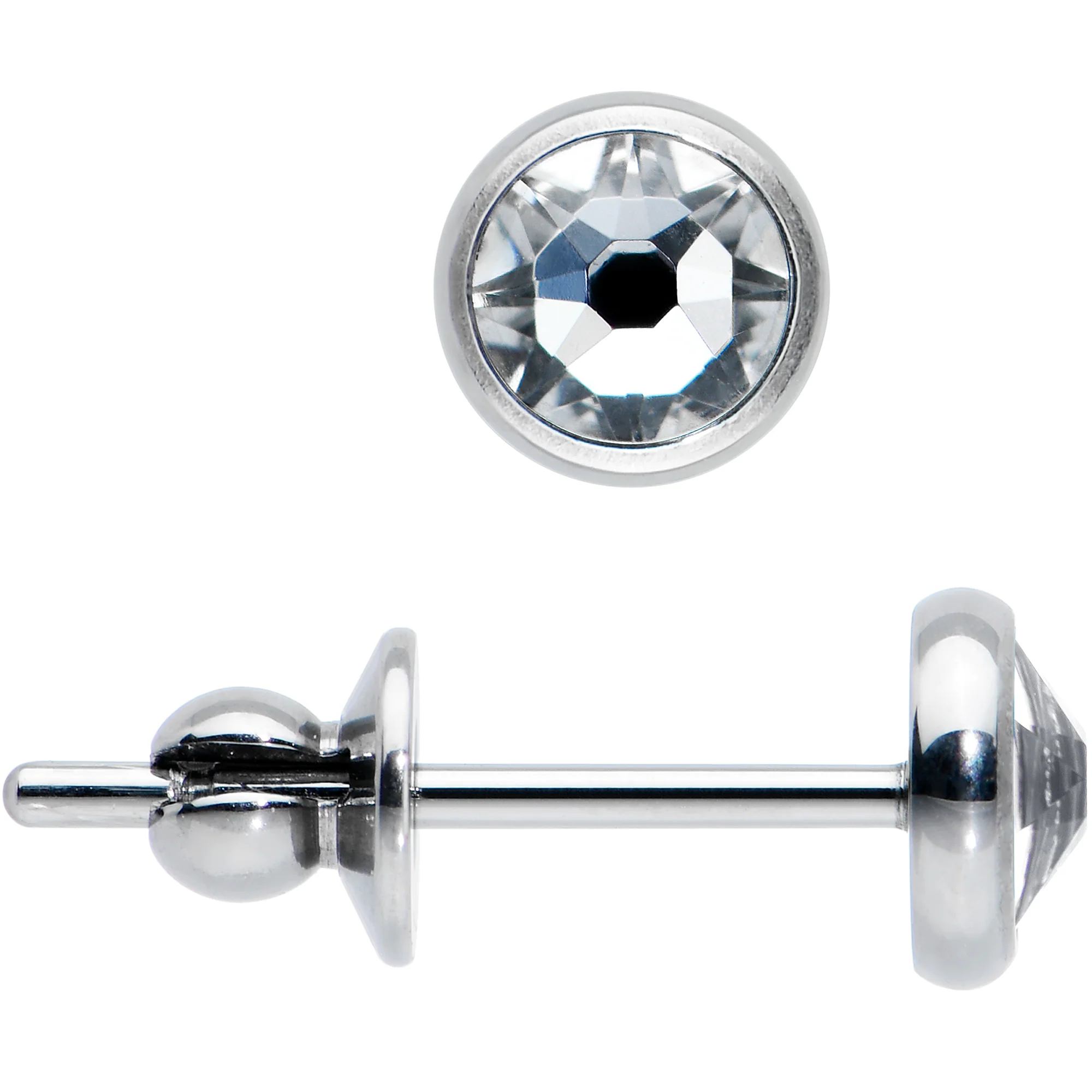 4mm Clear Crystal Implant Grade Titanium Stud Earrings - Image 3