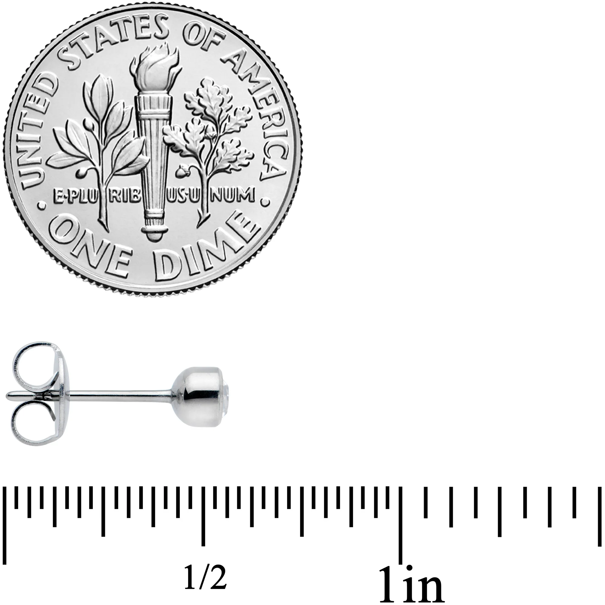 4mm Cubic Zirconia Bezel G23 Titanium Post Stud Earrings - Image 3
