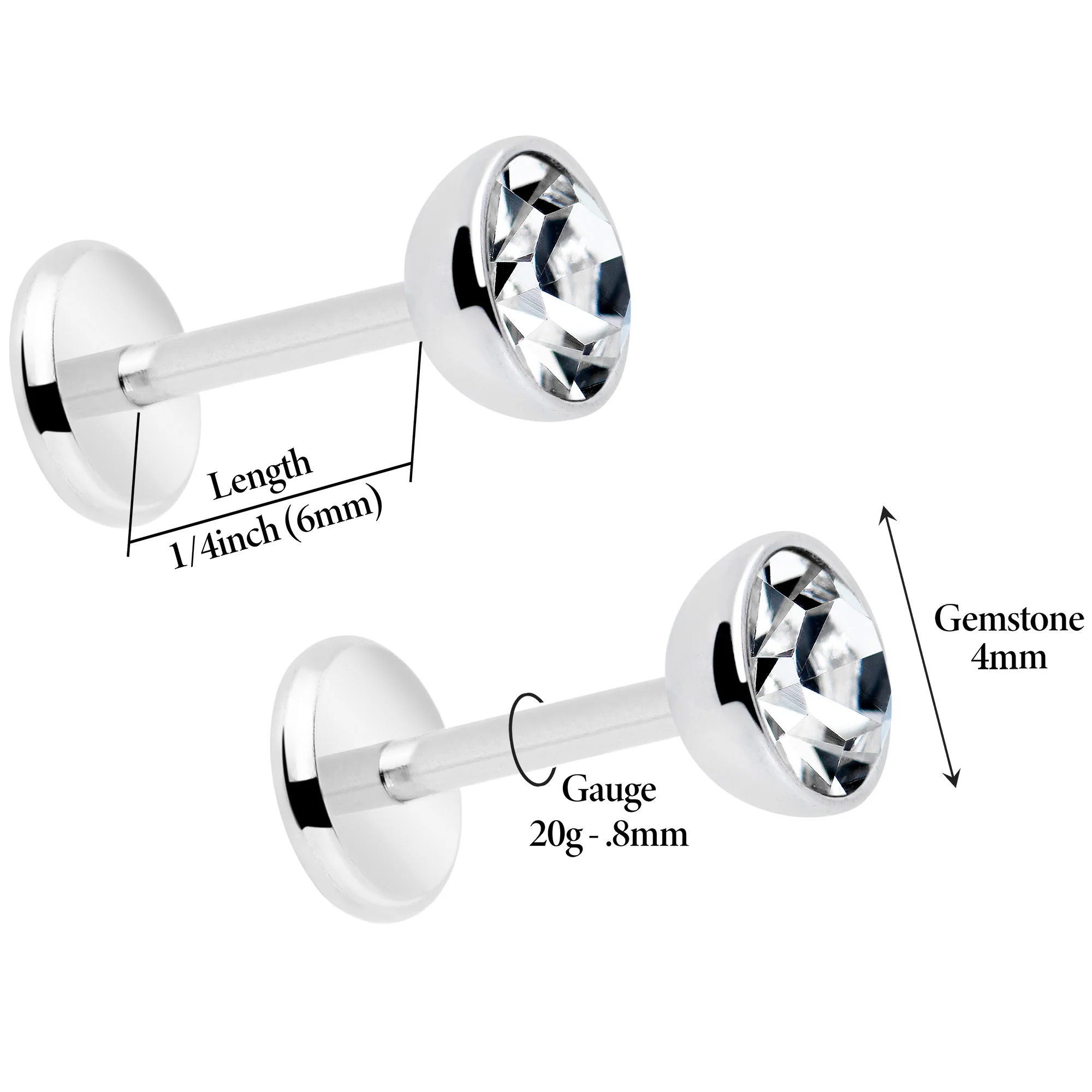 4mm CZ Gem Round Flat Back Stud Earrings - 1 Pair - Image 5