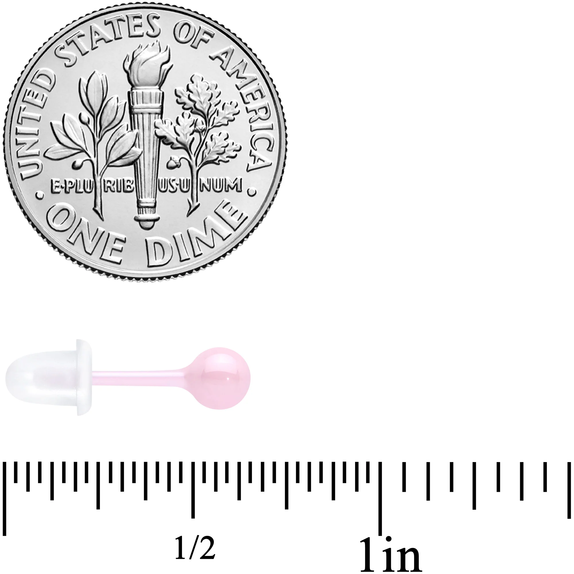 4mm Pink Ceramic Ball Stud Earrings 18G - Image 3