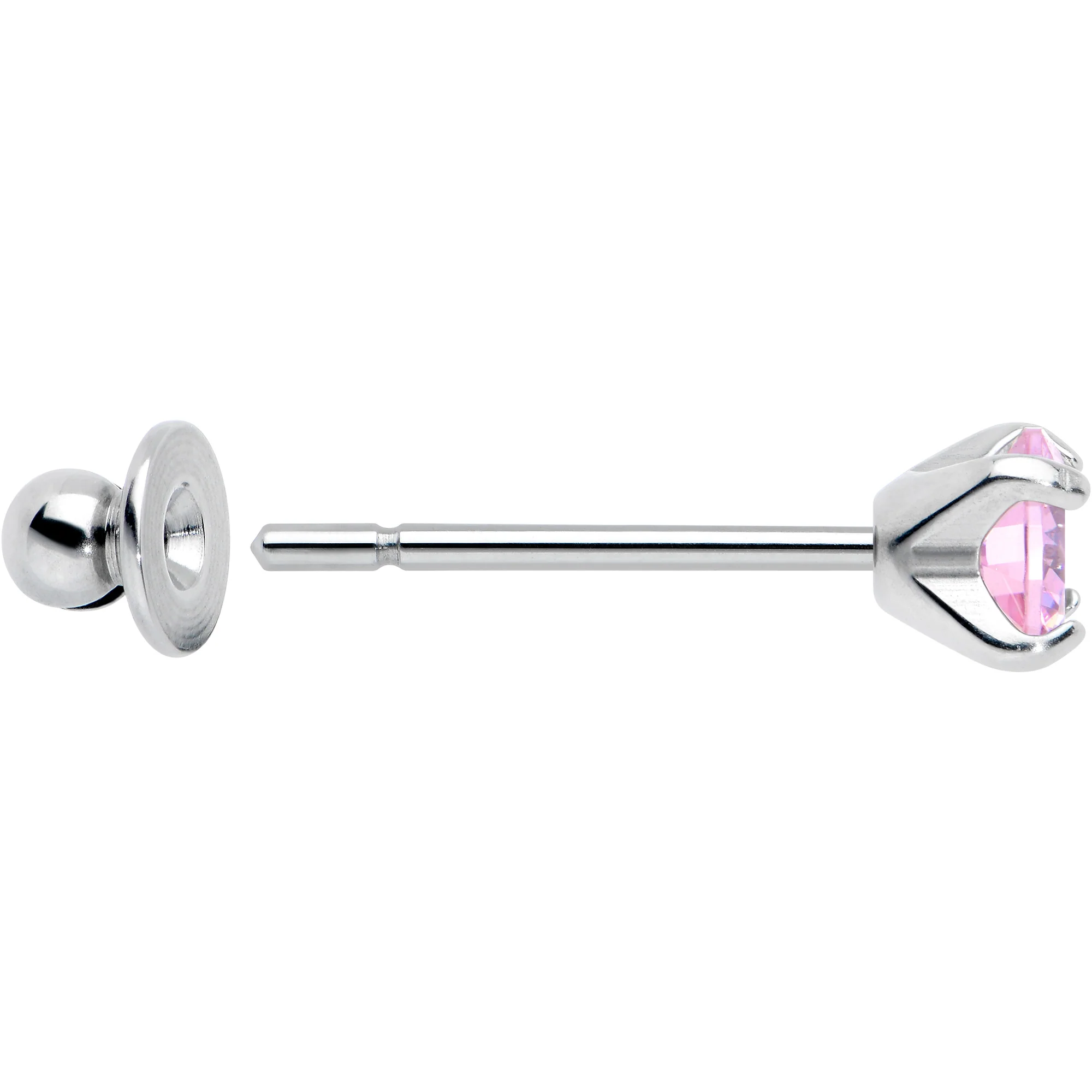 4mm Pink CZ Gem Implant Grade Titanium Stud Earrings - Image 5