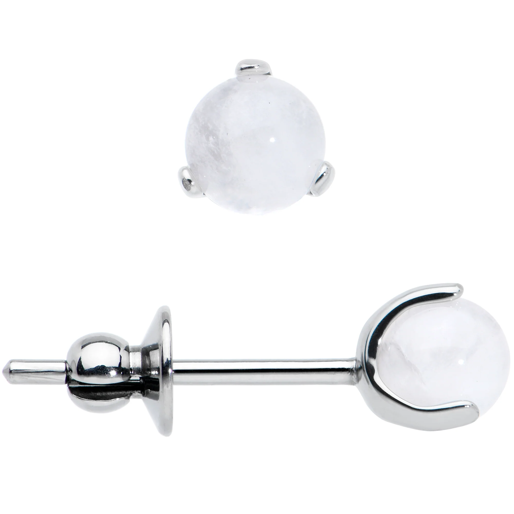 4mm Light Rose Quartz Stone Implant Grade Titanium Stud Earrings - Image 3