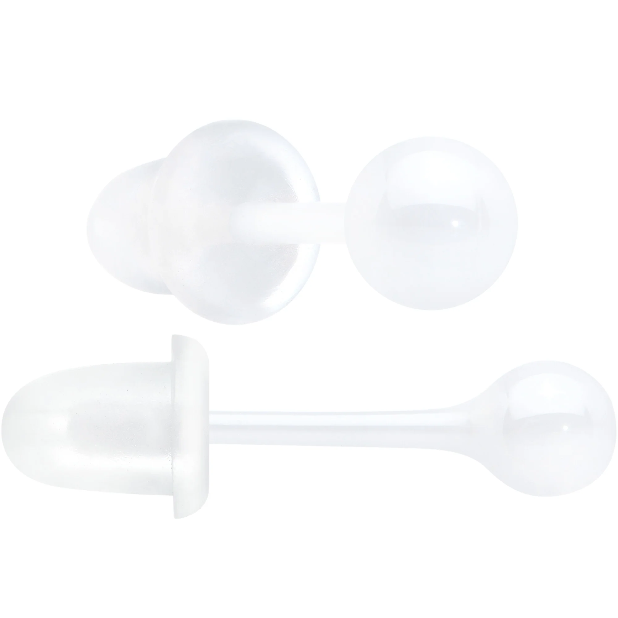 4mm White Ceramic Ball Stud Earrings 18G - Image 2