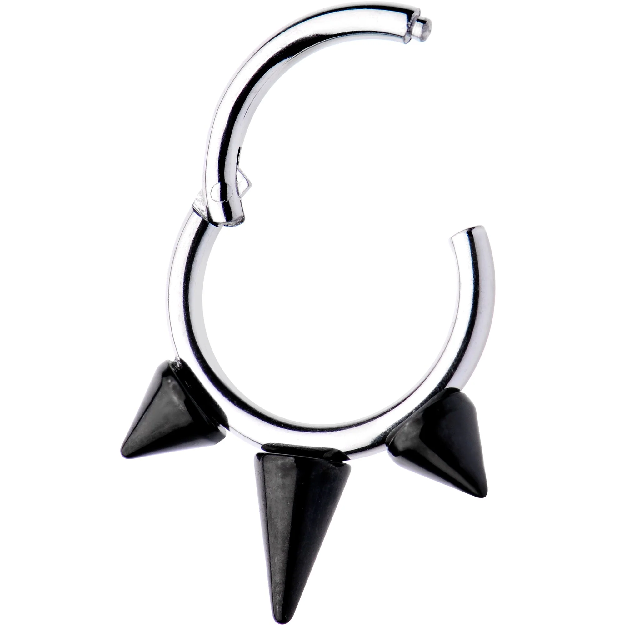 16G 5/16 Black Spike Punk Hinged Segment Ring - Image 2
