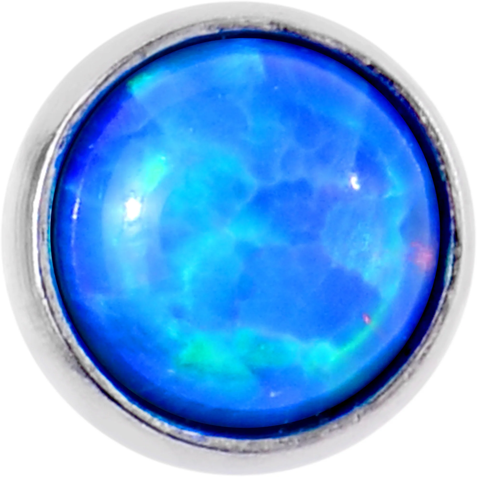 5/16 Blue Synthetic Opal Internally Threaded Daith Cartilage Tragus - Image 3