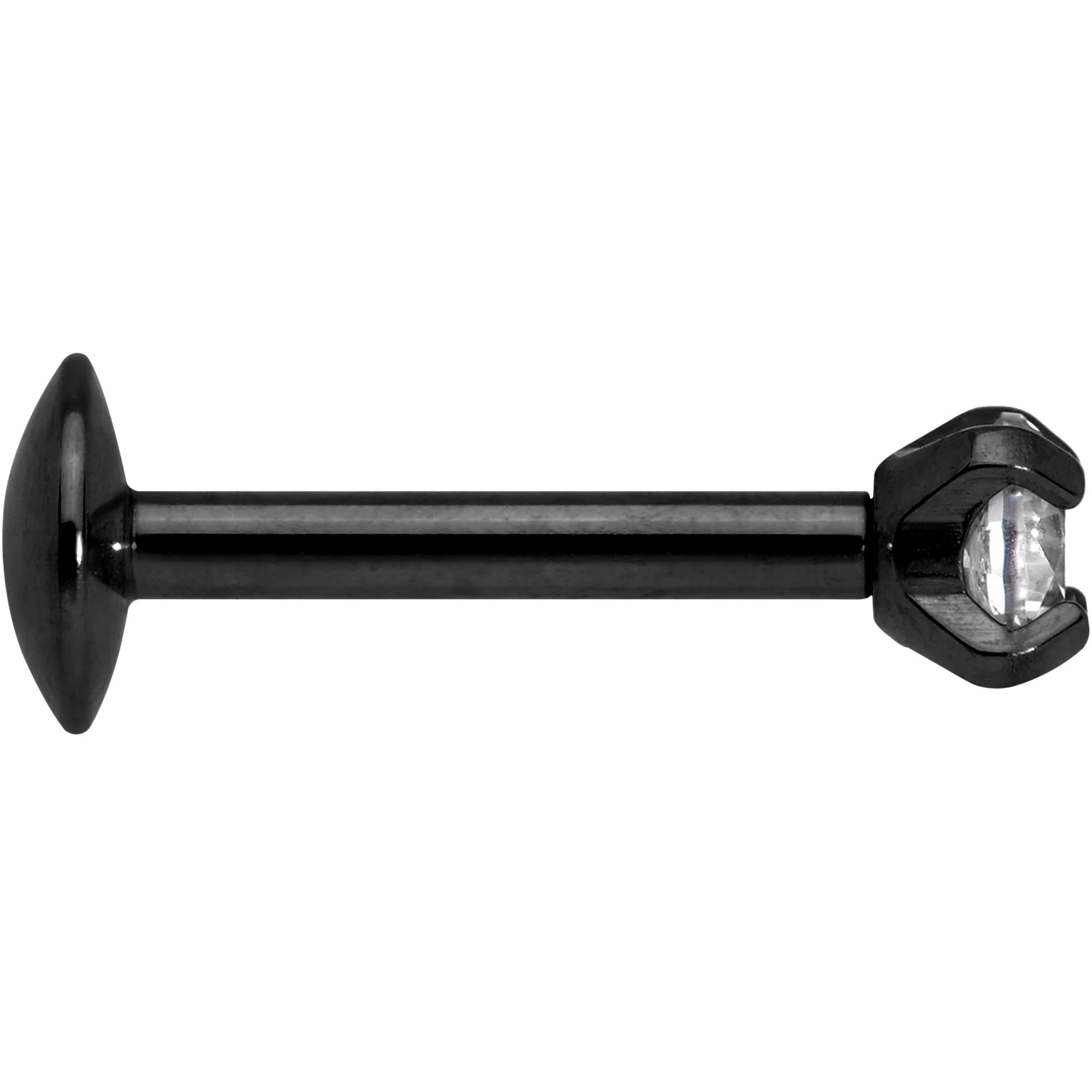 5/16 Clear 2mm Gem Black IP Internally Threaded Labret Monroe Tragus - Image 3