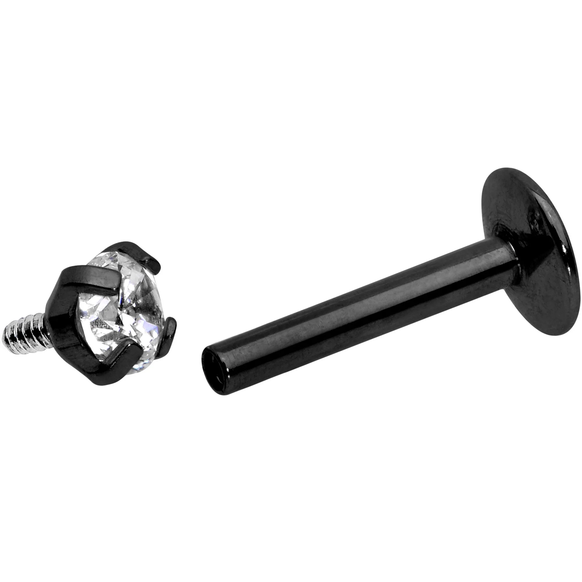 5/16 Clear 2mm Gem Black IP Internally Threaded Labret Monroe Tragus - Image 4