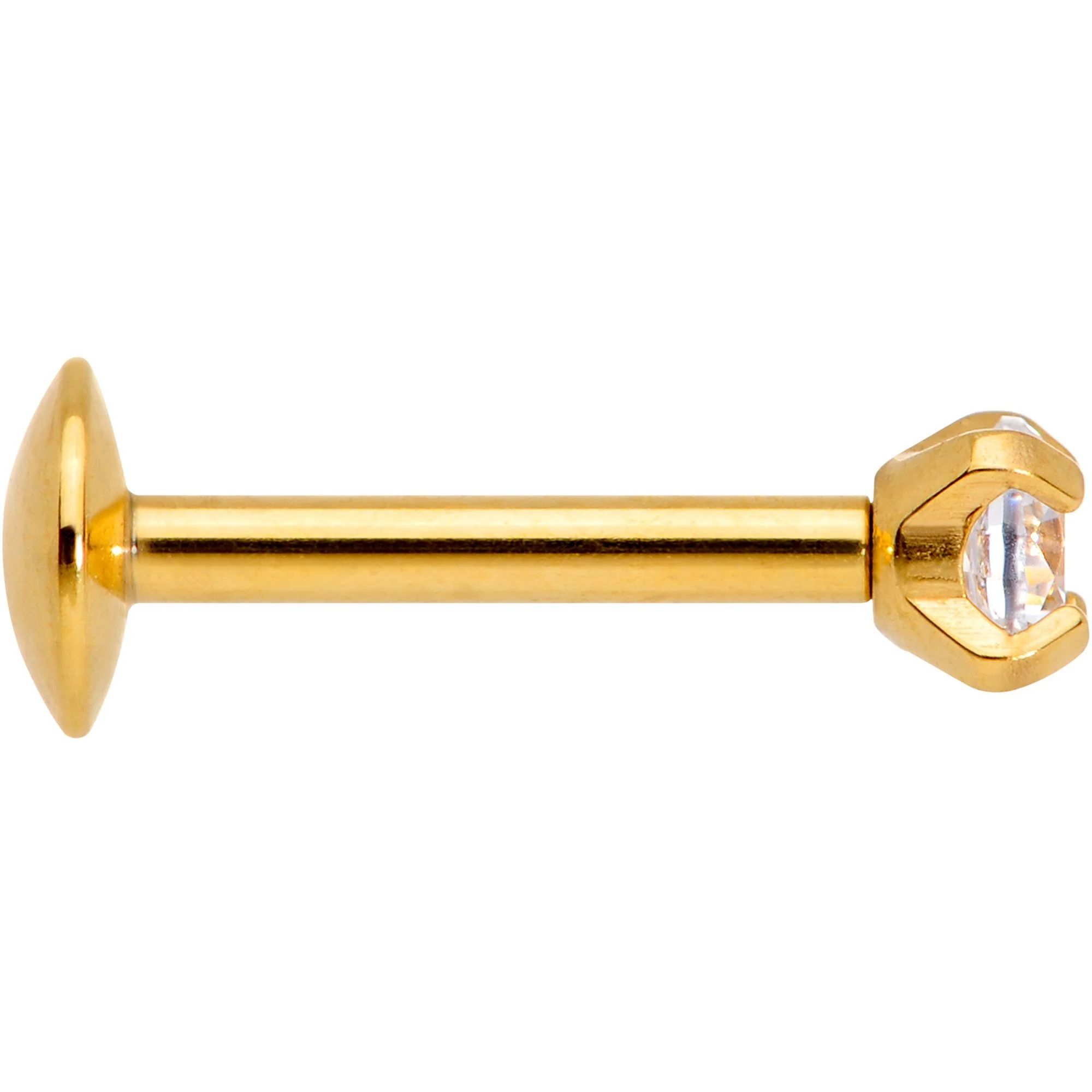 5/16 Clear 2mm Gem Gold IP Internally Threaded Labret Monroe Tragus - Image 3
