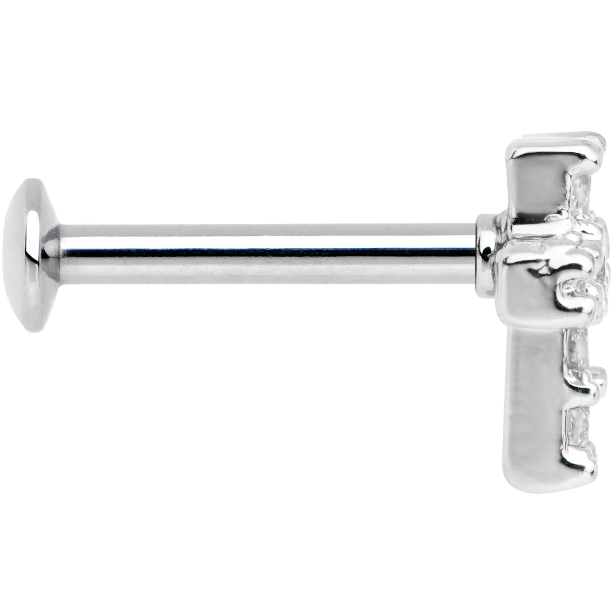 5/16 Clear CZ Internally Threaded Cross Labret Monroe - Image 3