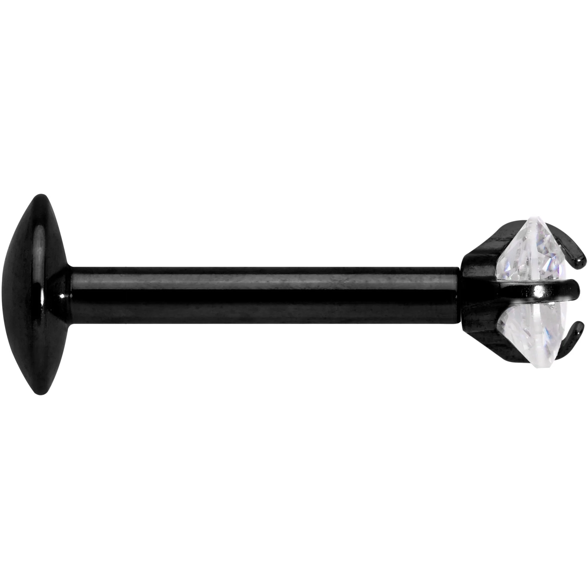 5/16 Clear Heart CZ Black PVD Internally Threaded Labret Monroe - Image 3
