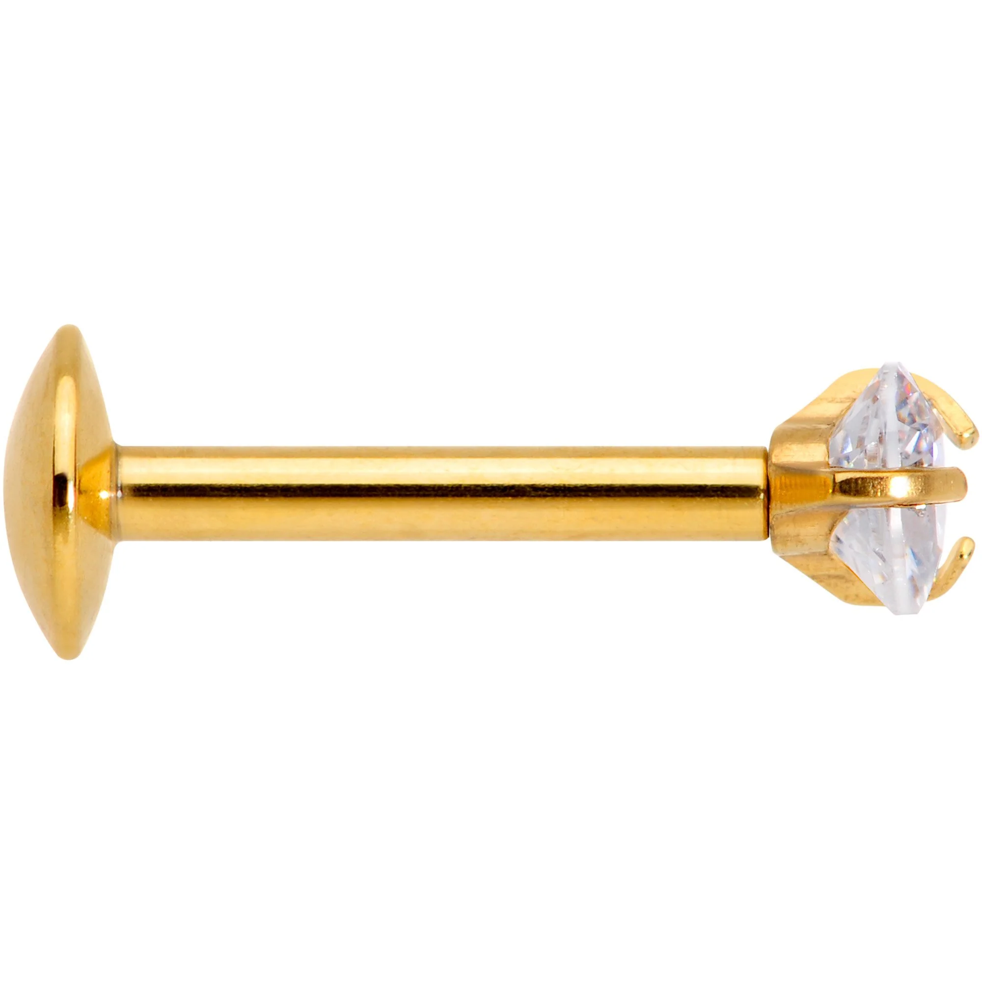 5/16 Clear Heart CZ Gold PVD Internally Threaded Labret Monroe - Image 3