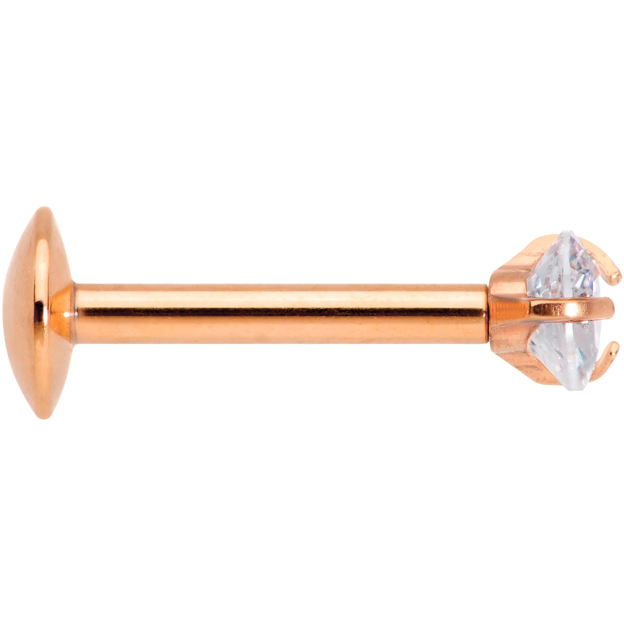 5/16 Clear Heart CZ Rose Gold PVD Internally Threaded Labret Monroe - Image 3