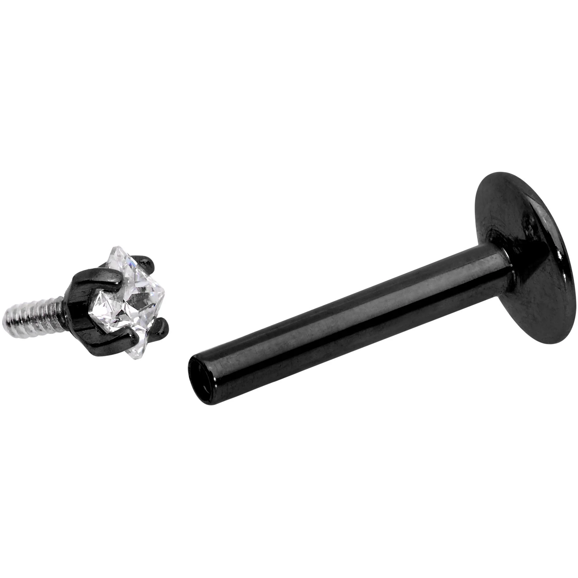 5/16 Clear Square CZ Black PVD Internally Threaded Labret Monroe - Image 4