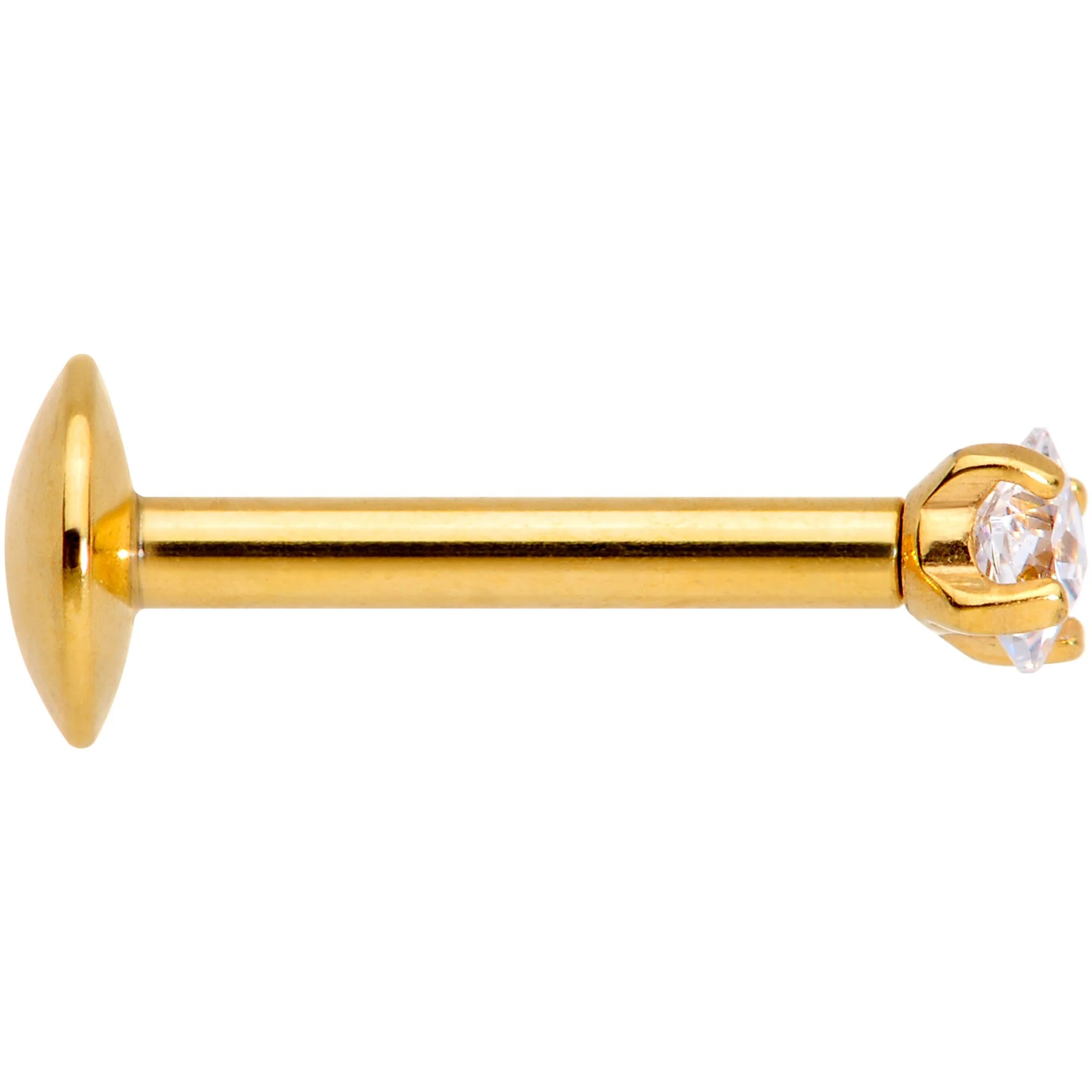 5/16 Clear Square CZ Gold PVD Internally Threaded Labret Monroe - Image 3