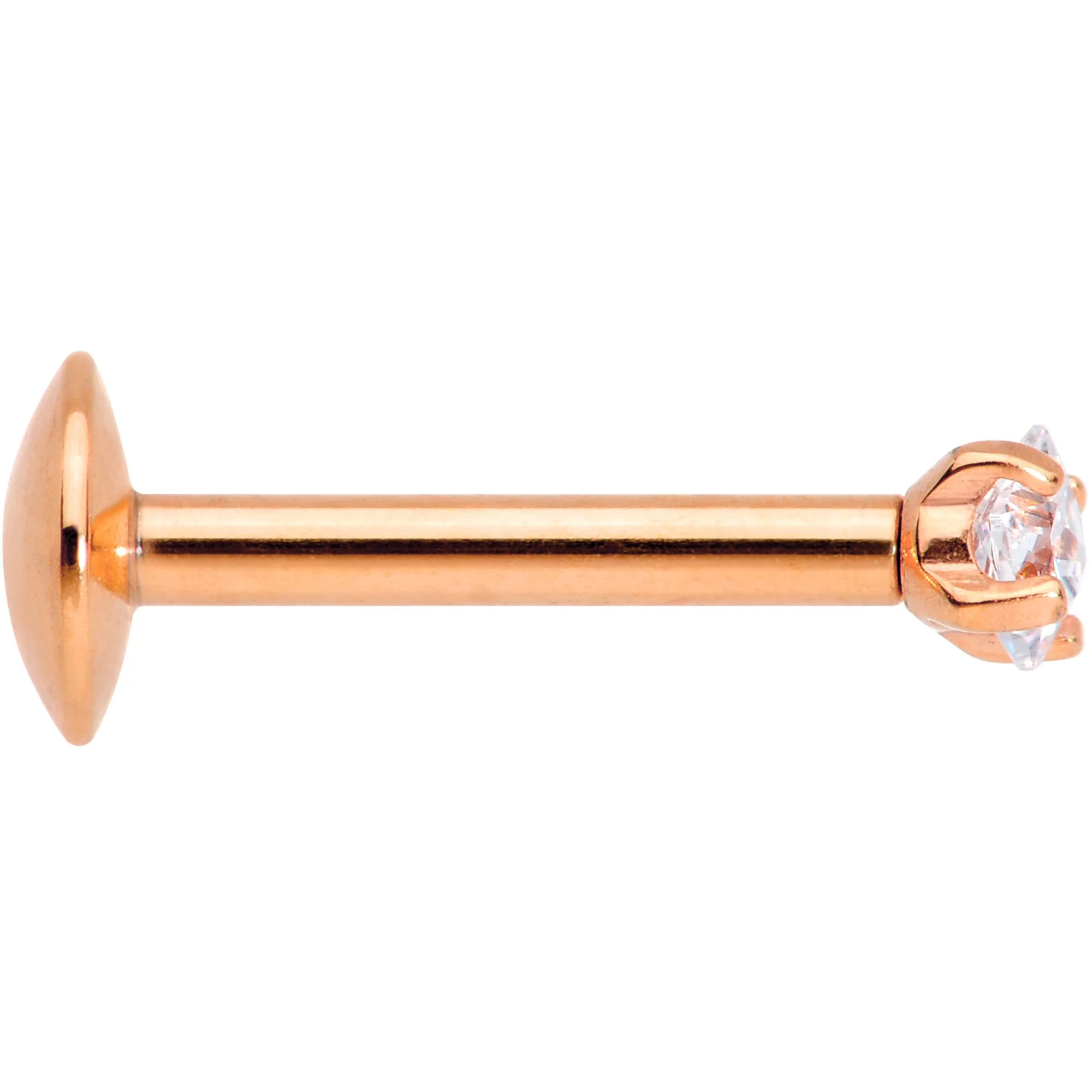 5/16 Clear Square CZ Rose Gold PVD Internally Threaded Labret Monroe - Image 3