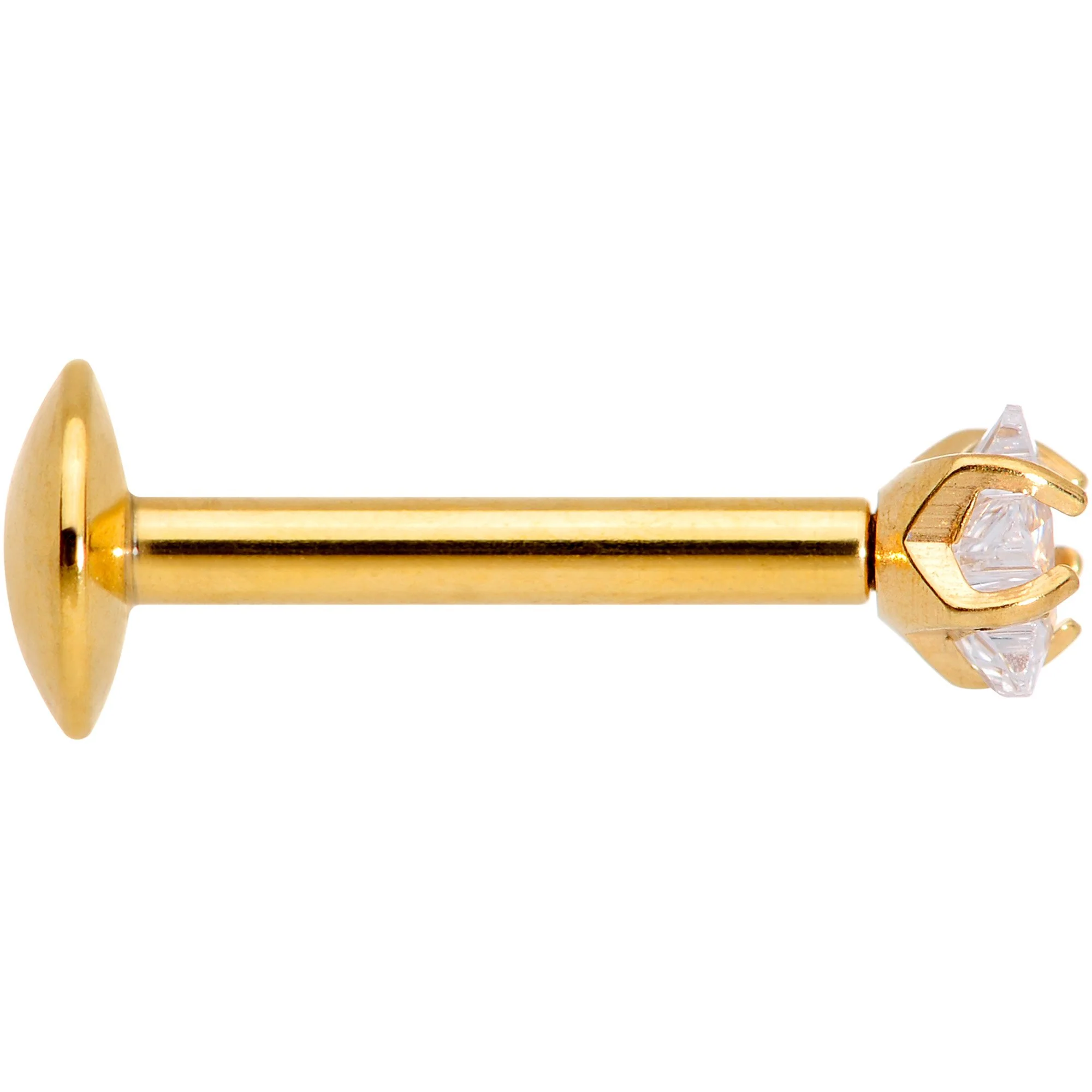 5/16 Clear Star CZ Gem Gold PVD Internally Threaded Labret Monroe - Image 3